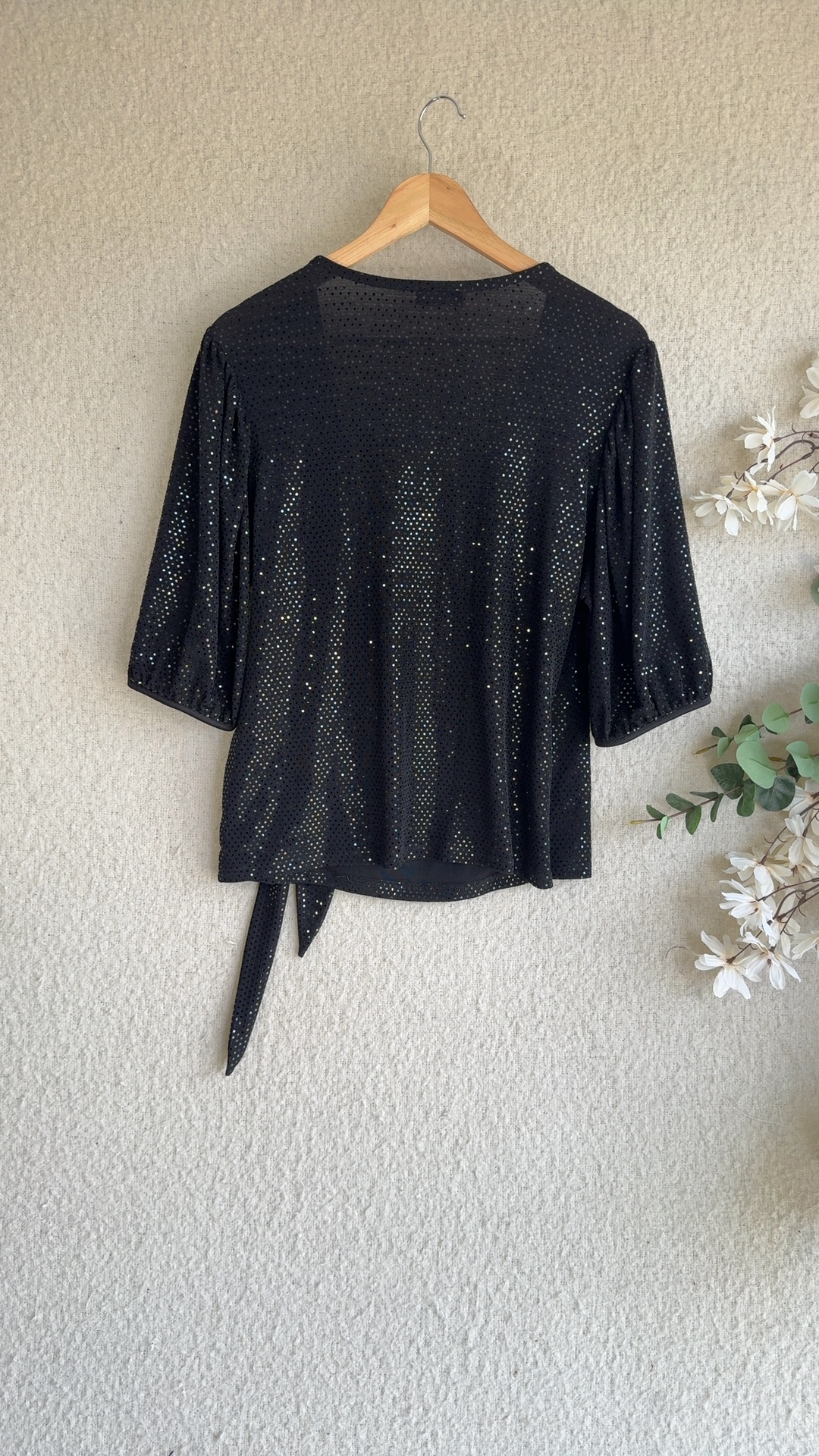 Essentials by Et Vous Black Sequin Wrap Top UK 20 Sparkly Partywear image 4