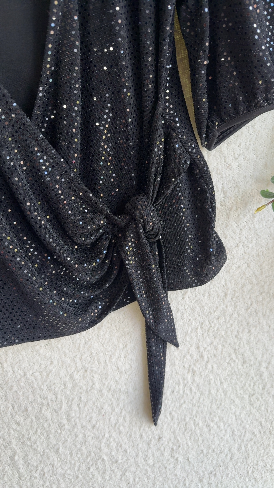 Essentials by Et Vous Black Sequin Wrap Top UK 20 Sparkly Partywear image 5