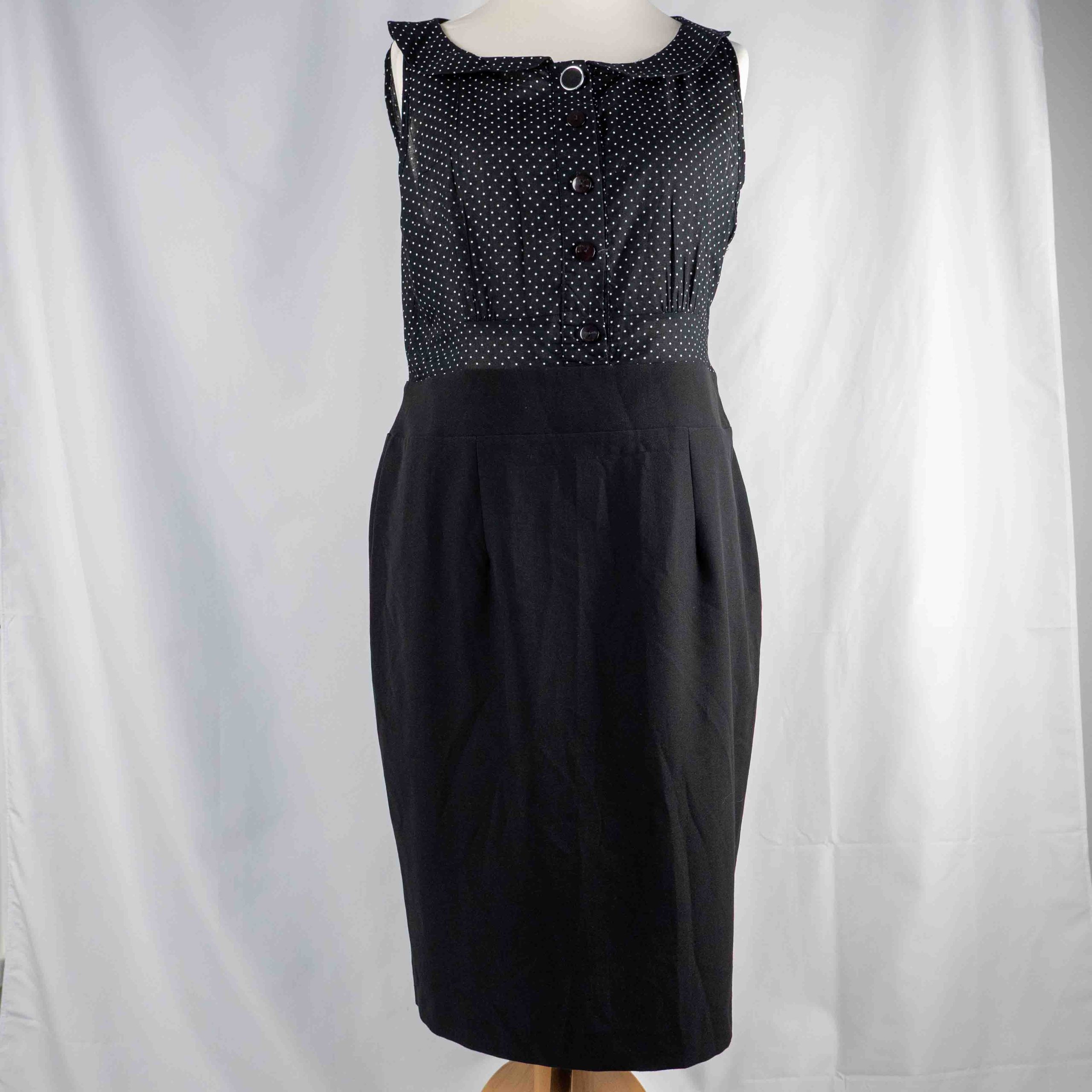 Mia Mora 18 Black Polka Dot Dress Sleeveless Pre-Owned