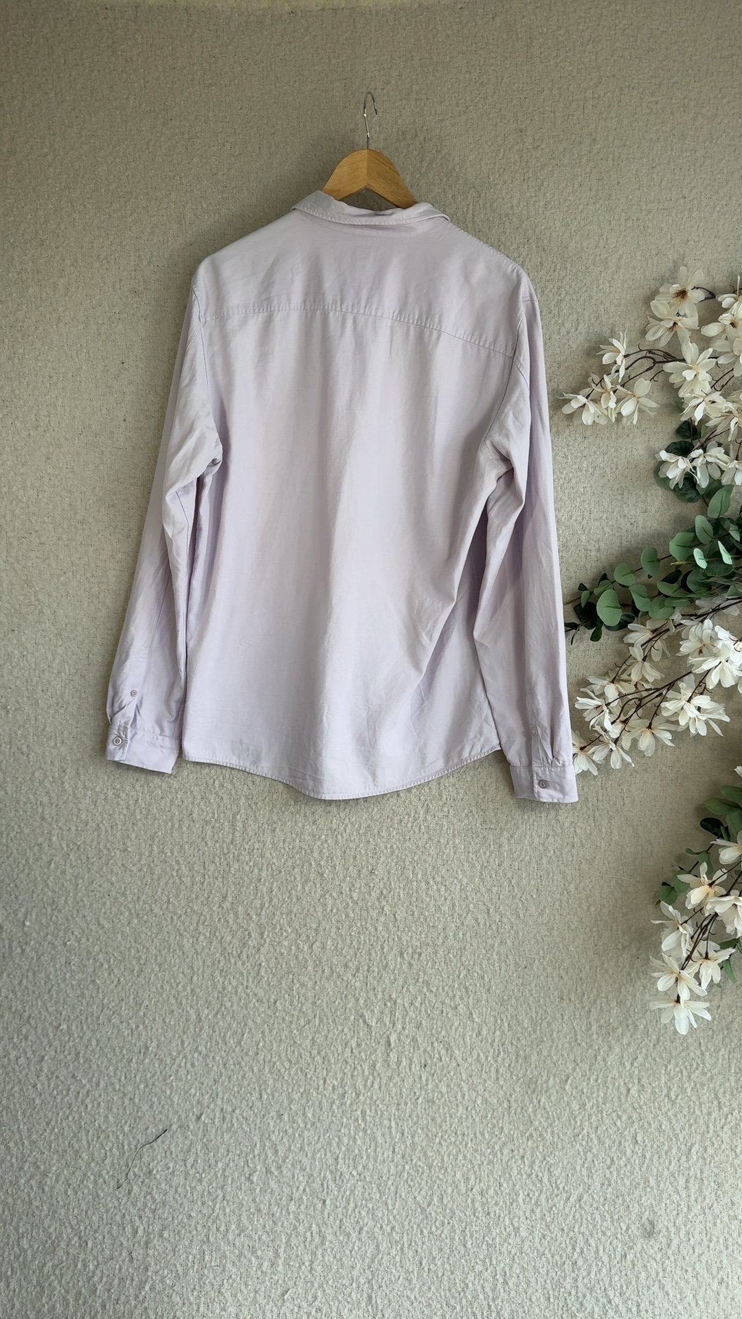 COS Light Pink / Lavender Purple Cotton & Lyocell Blend Shirt Medium Casual Slim Fit image 5