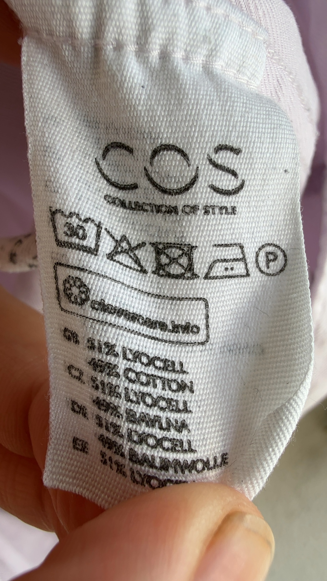 COS Light Pink / Lavender Purple Cotton & Lyocell Blend Shirt Medium Casual Slim Fit image 7