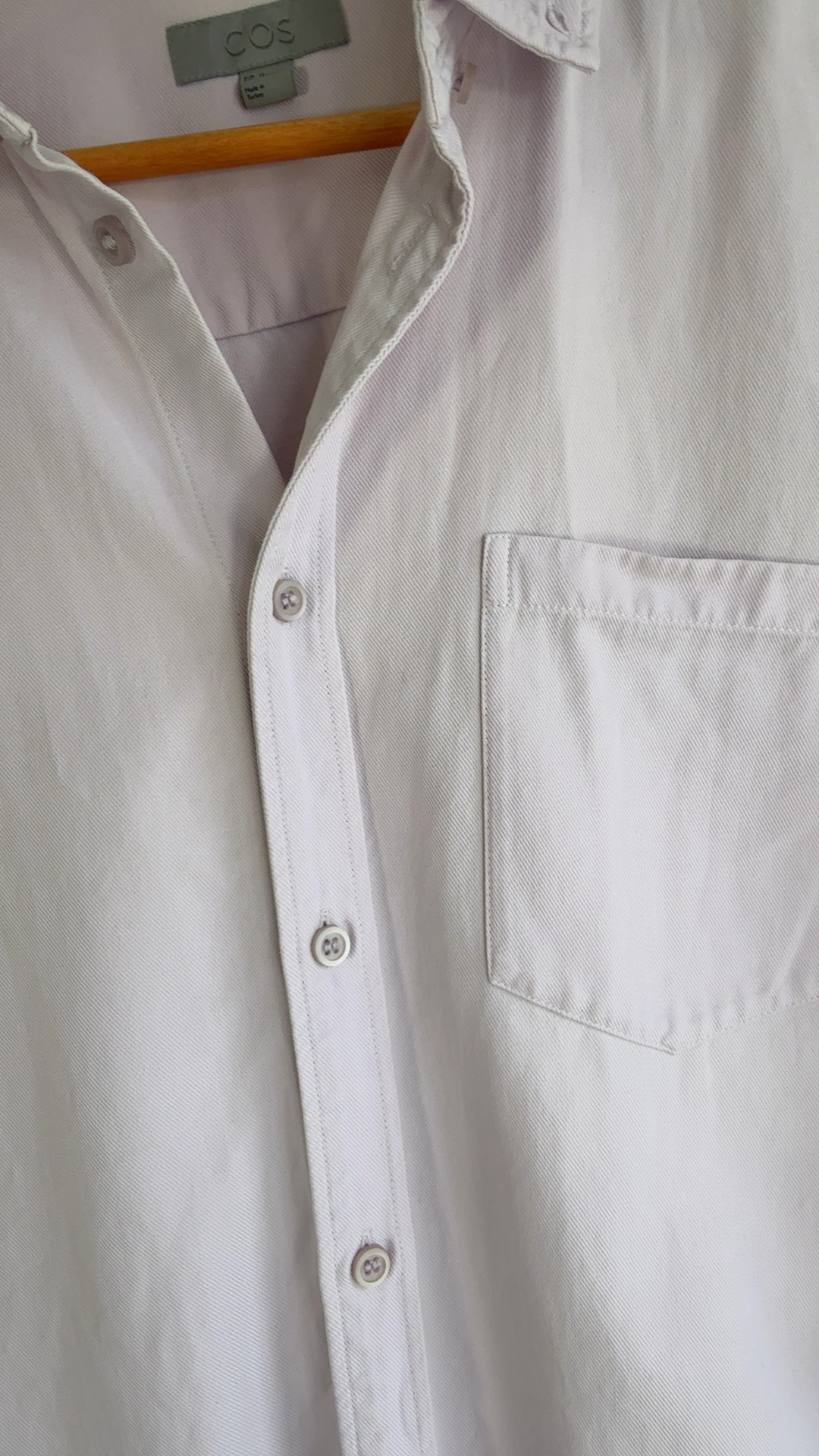 COS Light Pink / Lavender Purple Cotton & Lyocell Blend Shirt Medium Casual Slim Fit image 4