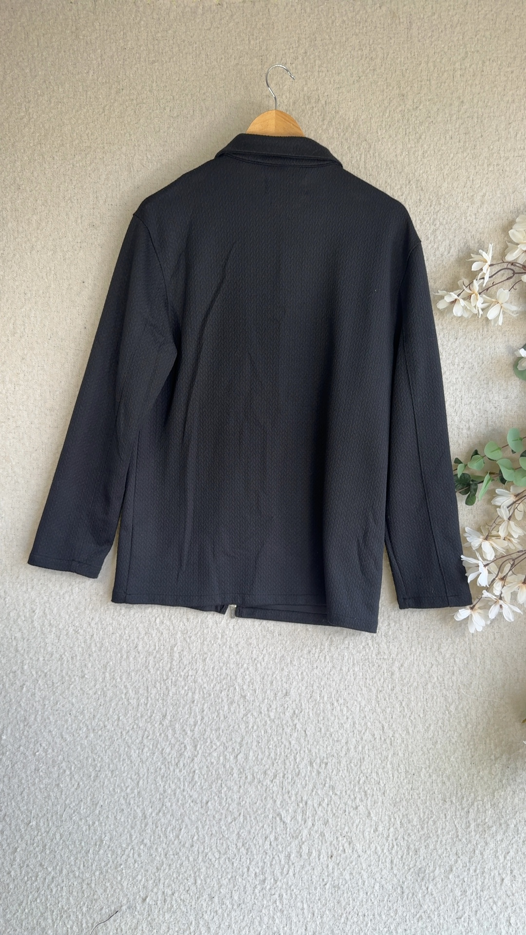 Novu Black Zip Up Jacket Medium Classic Lightweight Coat Women image 5