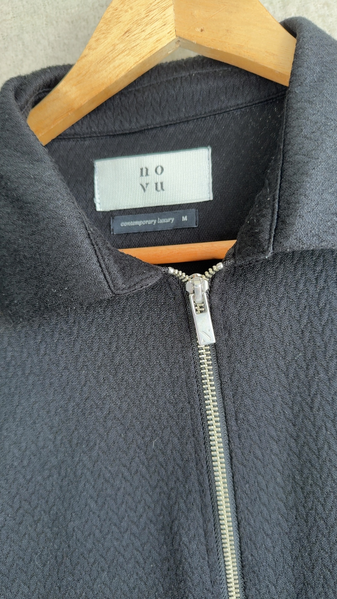 Novu Black Zip Up Jacket Medium Classic Lightweight Coat Women image 2