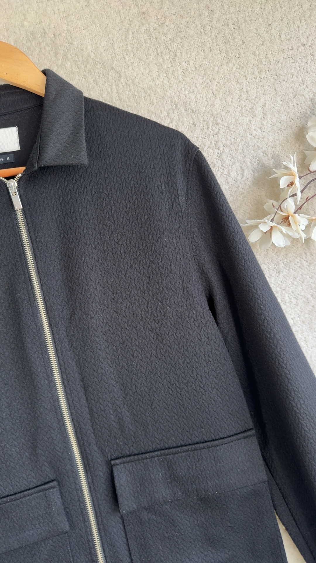 Novu Black Zip Up Jacket Medium Classic Lightweight Coat Women image 3
