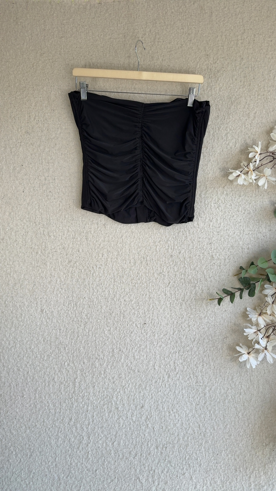 Black Ruched Corset Top UK 18 Stretch Polyester & Elastane Feminine Chic image 4