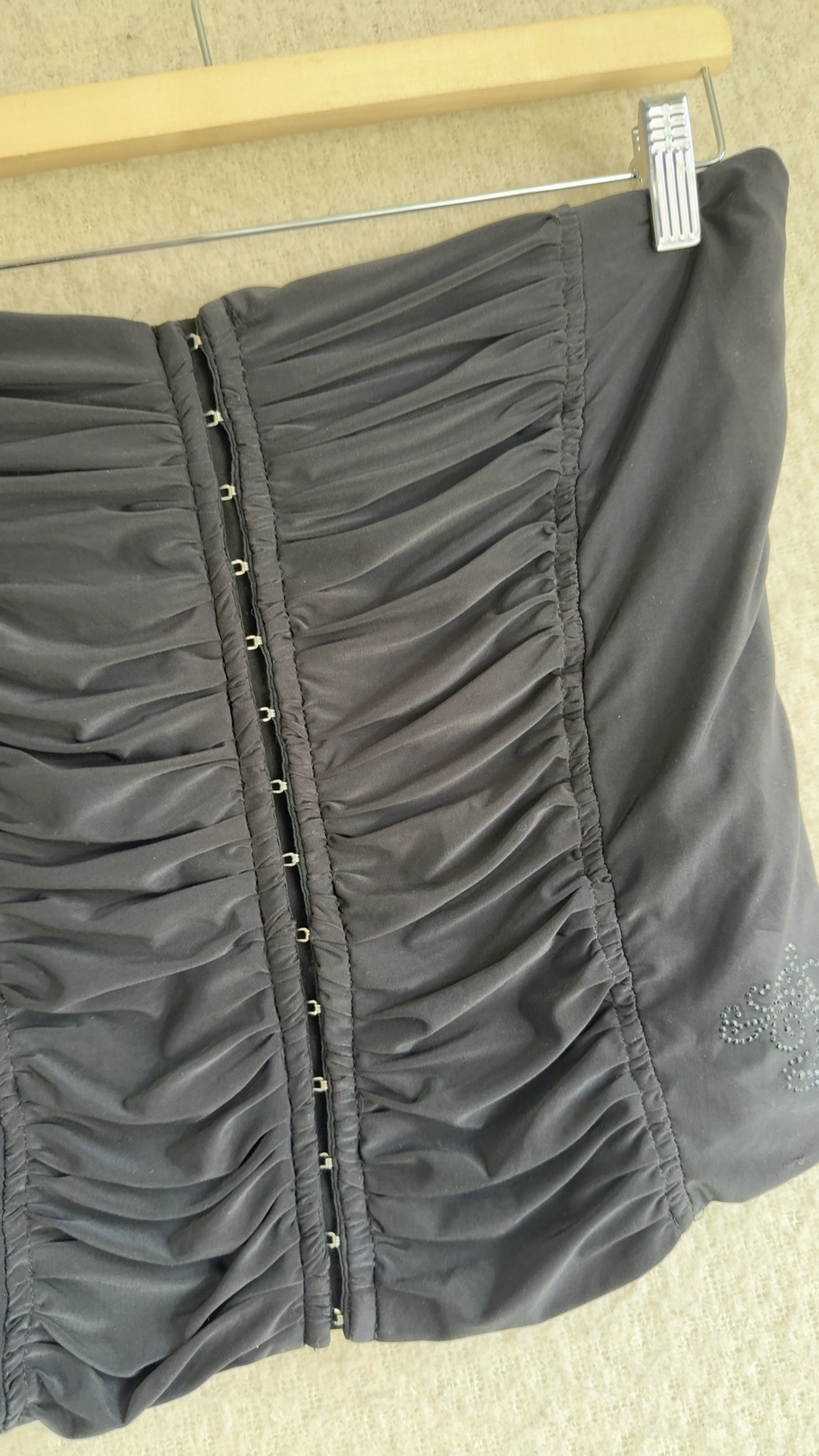 Black Ruched Corset Top UK 18 Stretch Polyester & Elastane Feminine Chic image 2