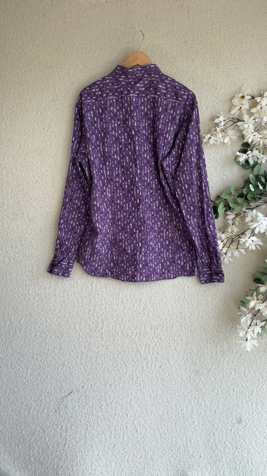 Ted Baker Purple Floral Shirt UK 17 Cotton Classic Button-Up image 5