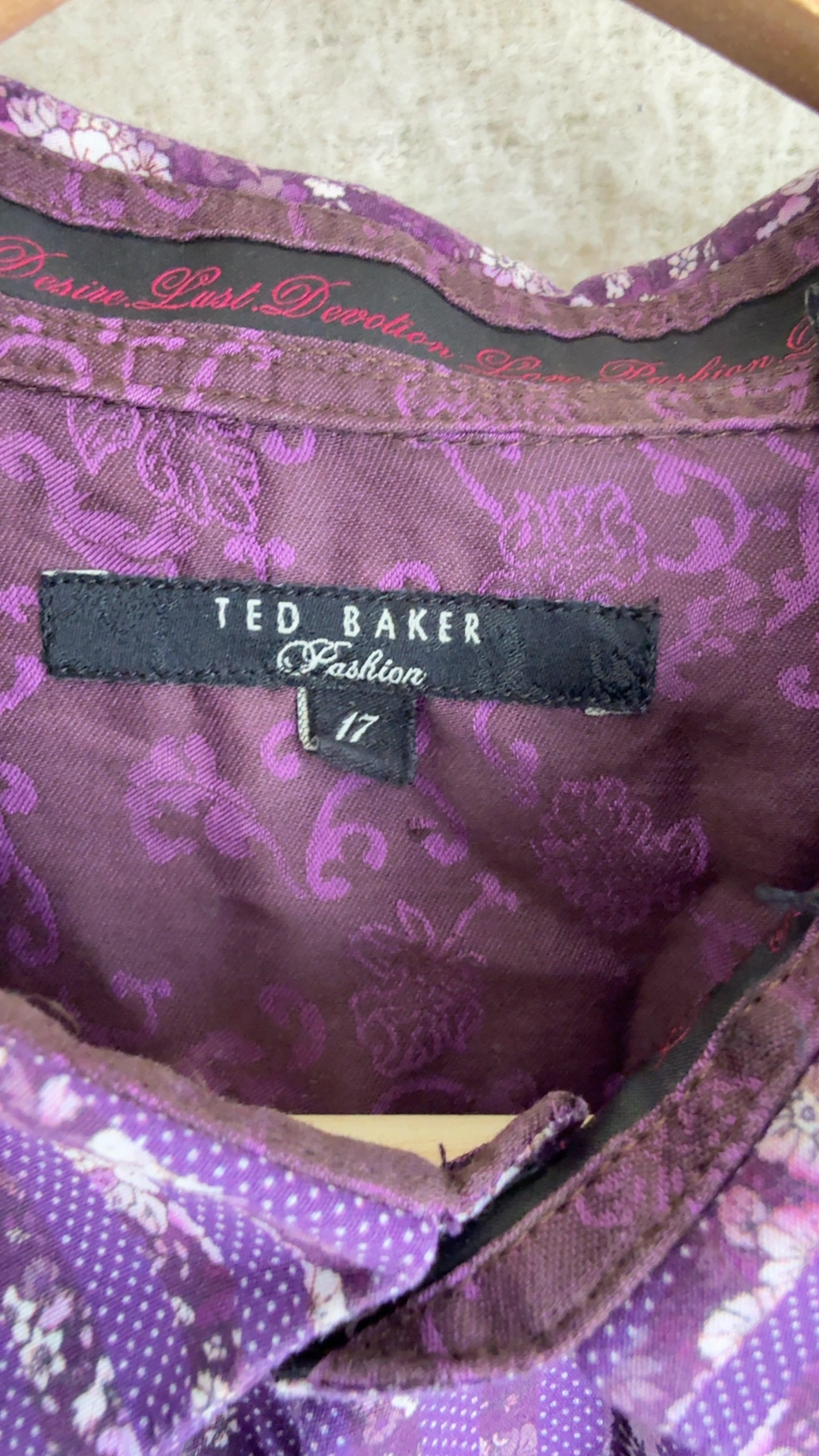 Ted Baker Purple Floral Shirt UK 17 Cotton Classic Button-Up image 2