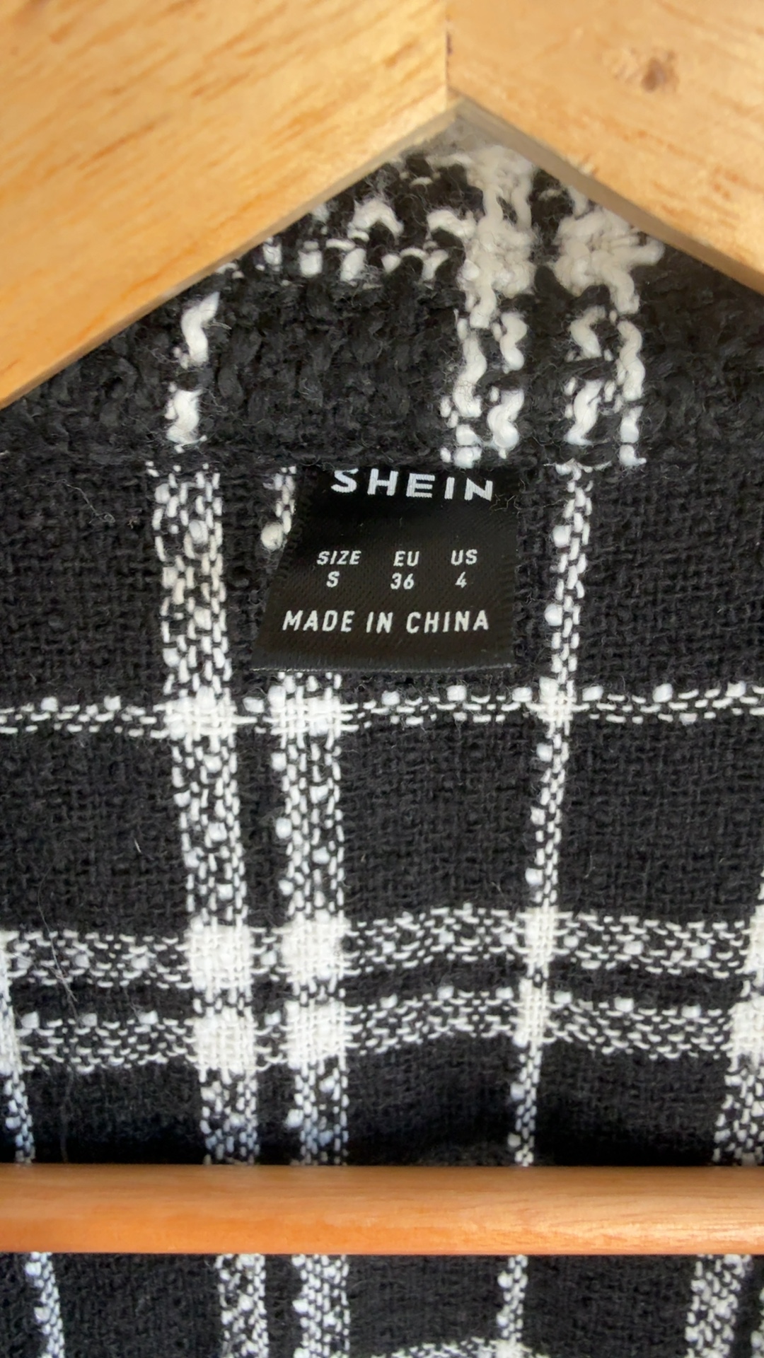 Shein Black & White Checked Sleeveless Tweed Vest UK Small Chic Stylish image 3