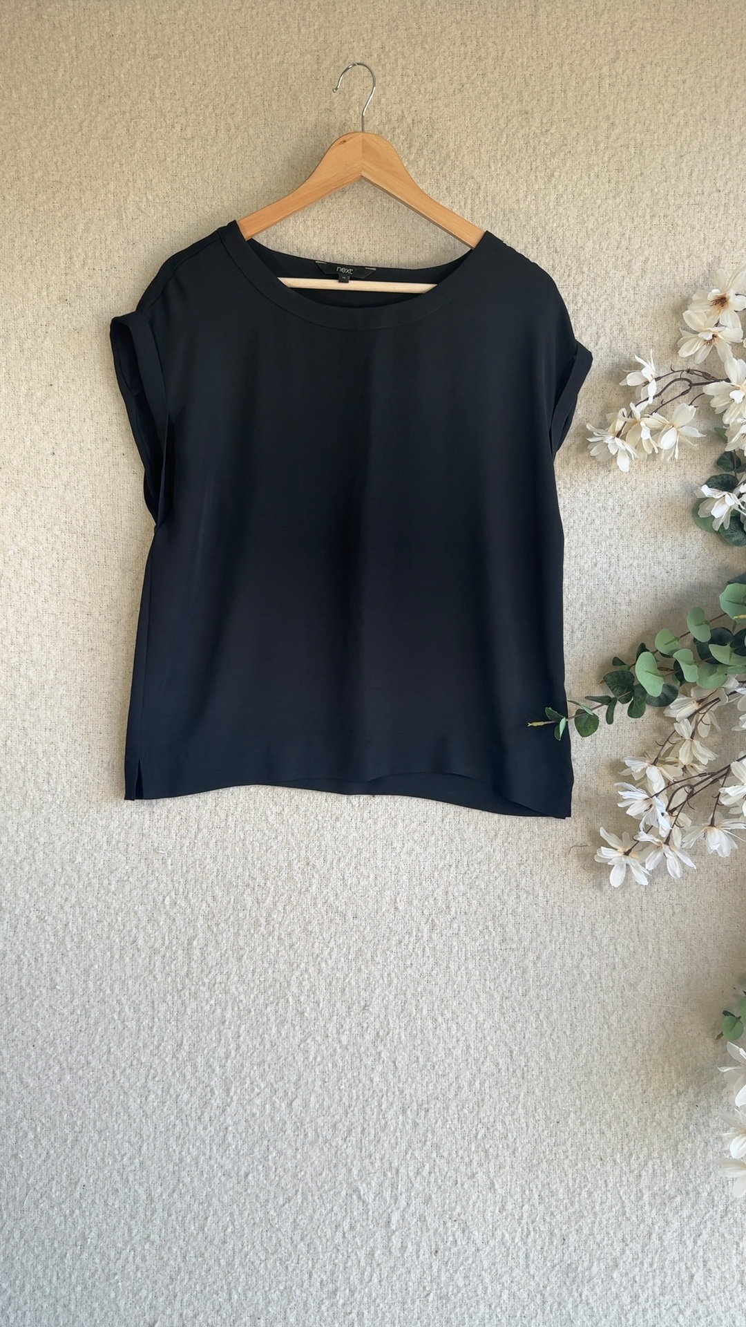 Next Black Sleeveless Top UK 12 Lightweight Polyester Casual Chic