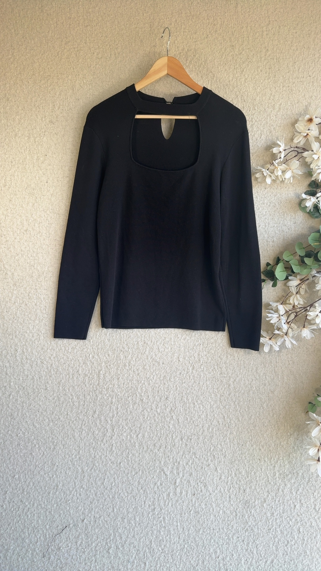 Friends Like These Black Knit Jumper UK Medium Ribbed Long Sleeve Sweater