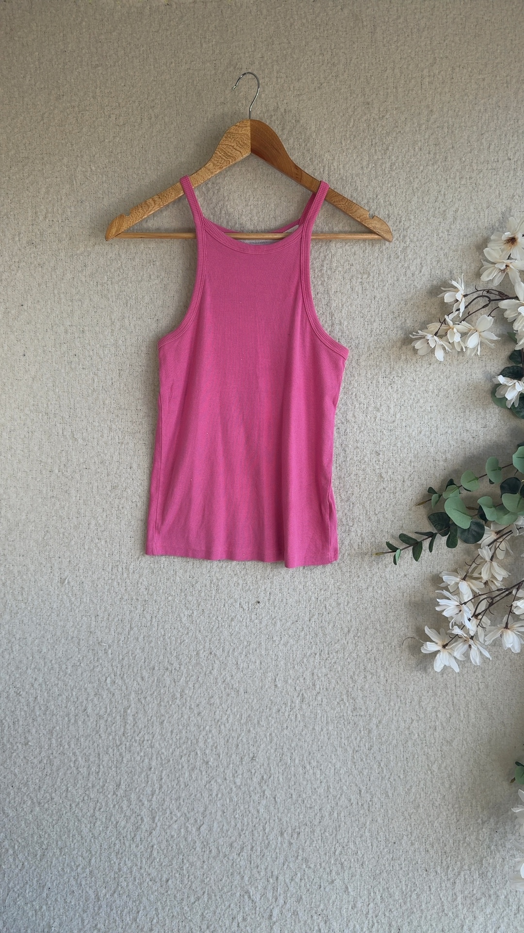 F&F Pink Ribbed Tank Top UK 8-10 Cotton Elastane Summer Casual Vest image 6