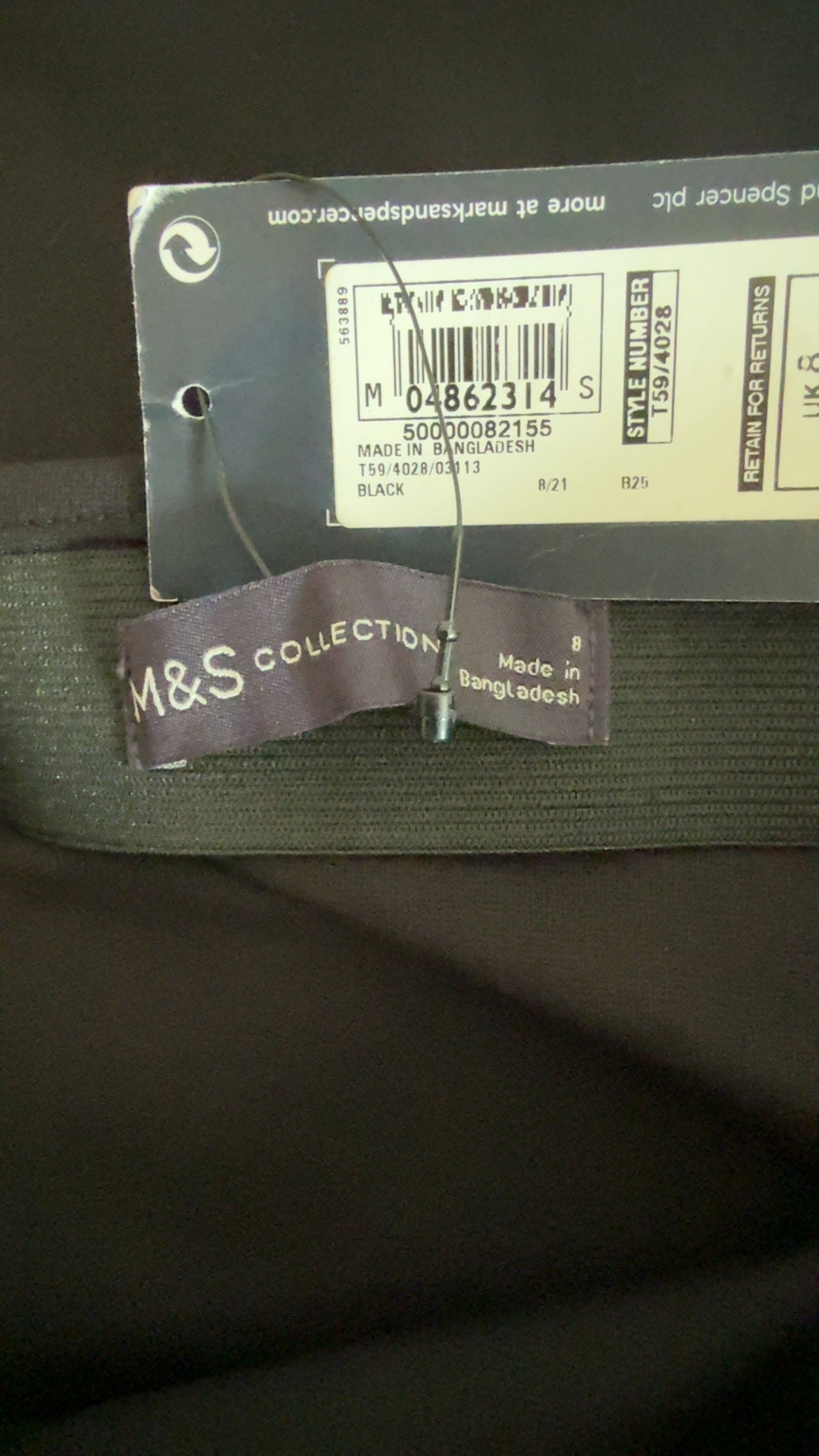 M&S Black Stretch Pencil Skirt UK 6 Elegant Classic Office Wear image 6