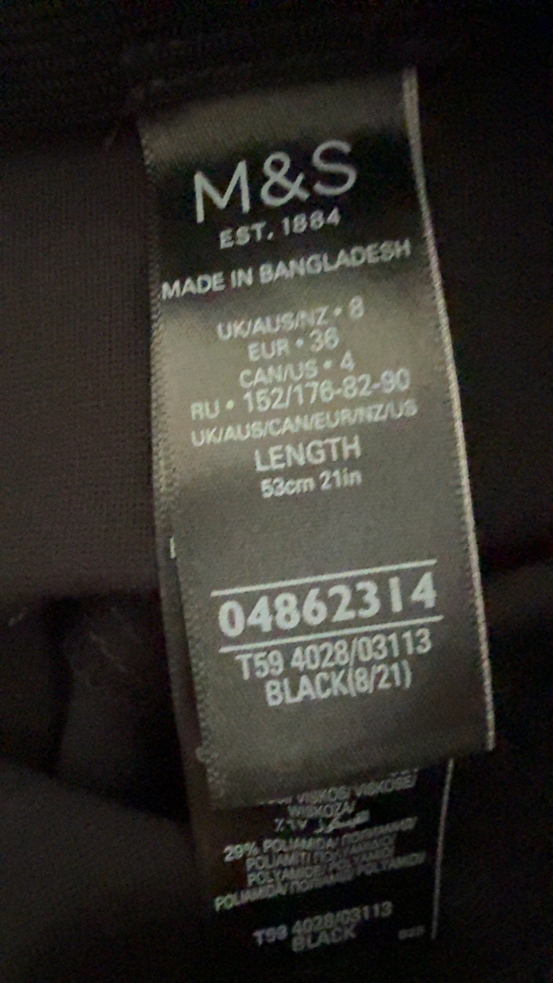 M&S Black Stretch Pencil Skirt UK 6 Elegant Classic Office Wear image 7