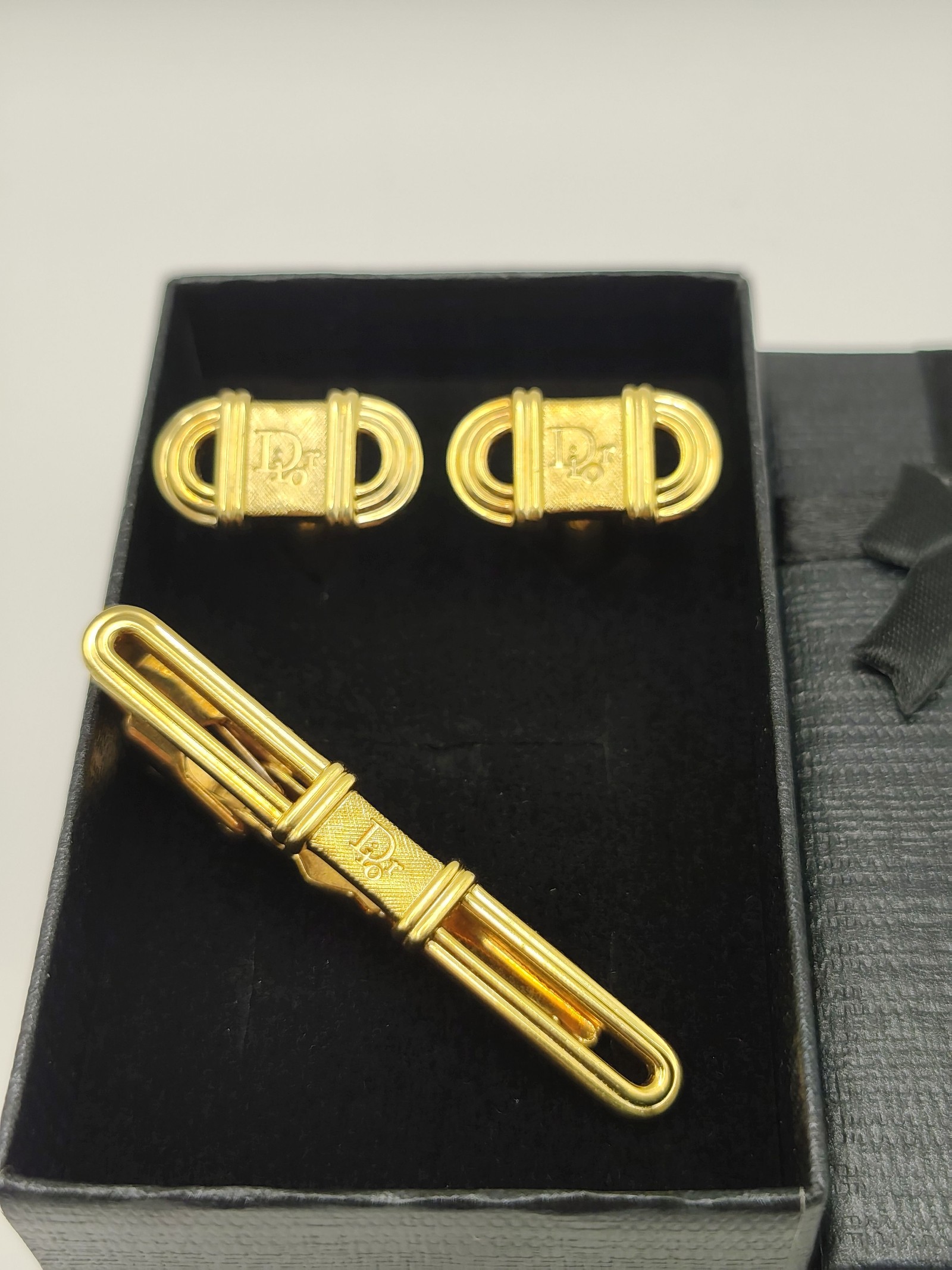 Christian Dior Goldtone Cufflinks & Tie Clip Set Men image 2