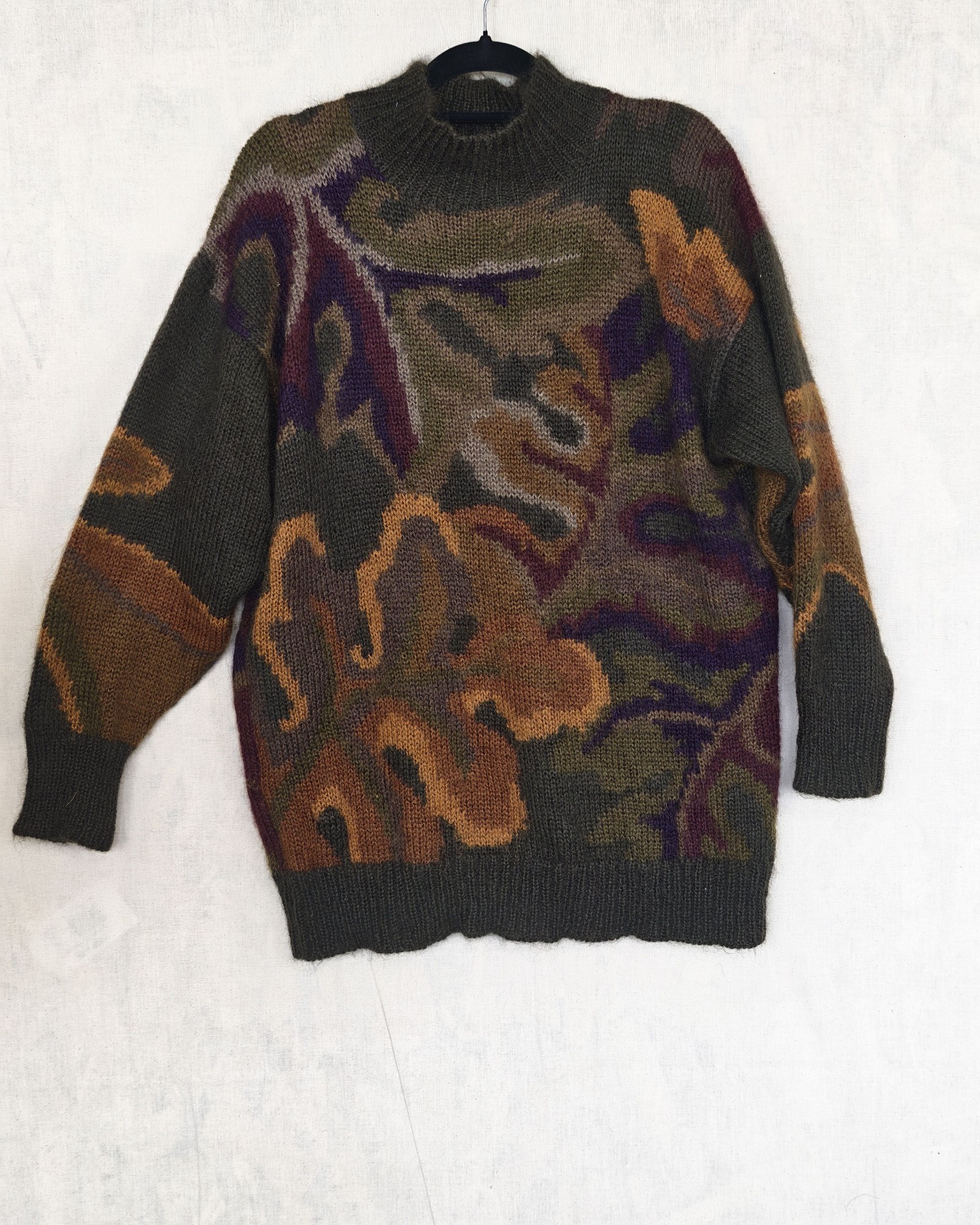 Ellen Tracy Multi Abstract Pattern Mohair Blend Sweater Large