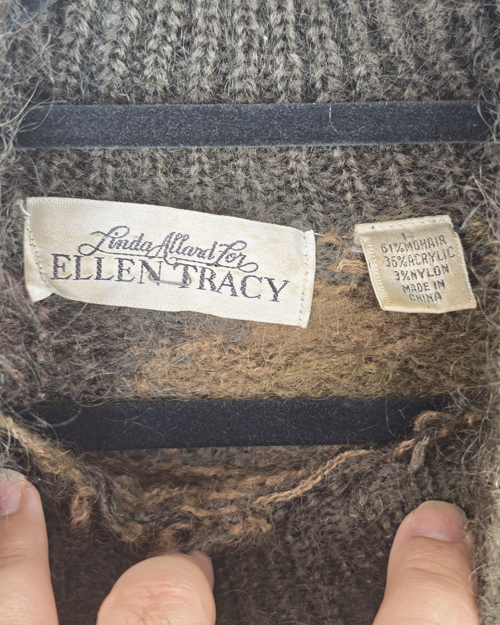 Ellen Tracy Multi Abstract Pattern Mohair Blend Sweater Large image 2