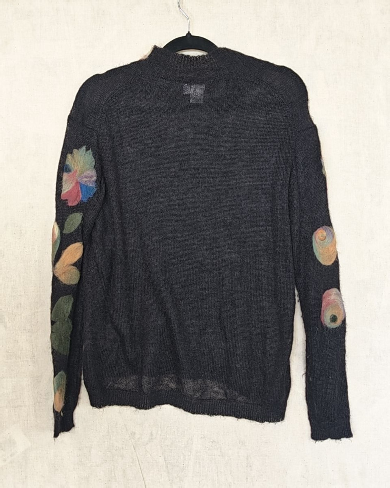 Worth Black Floral Knit Jumper Medium Mohair Nylon image 2