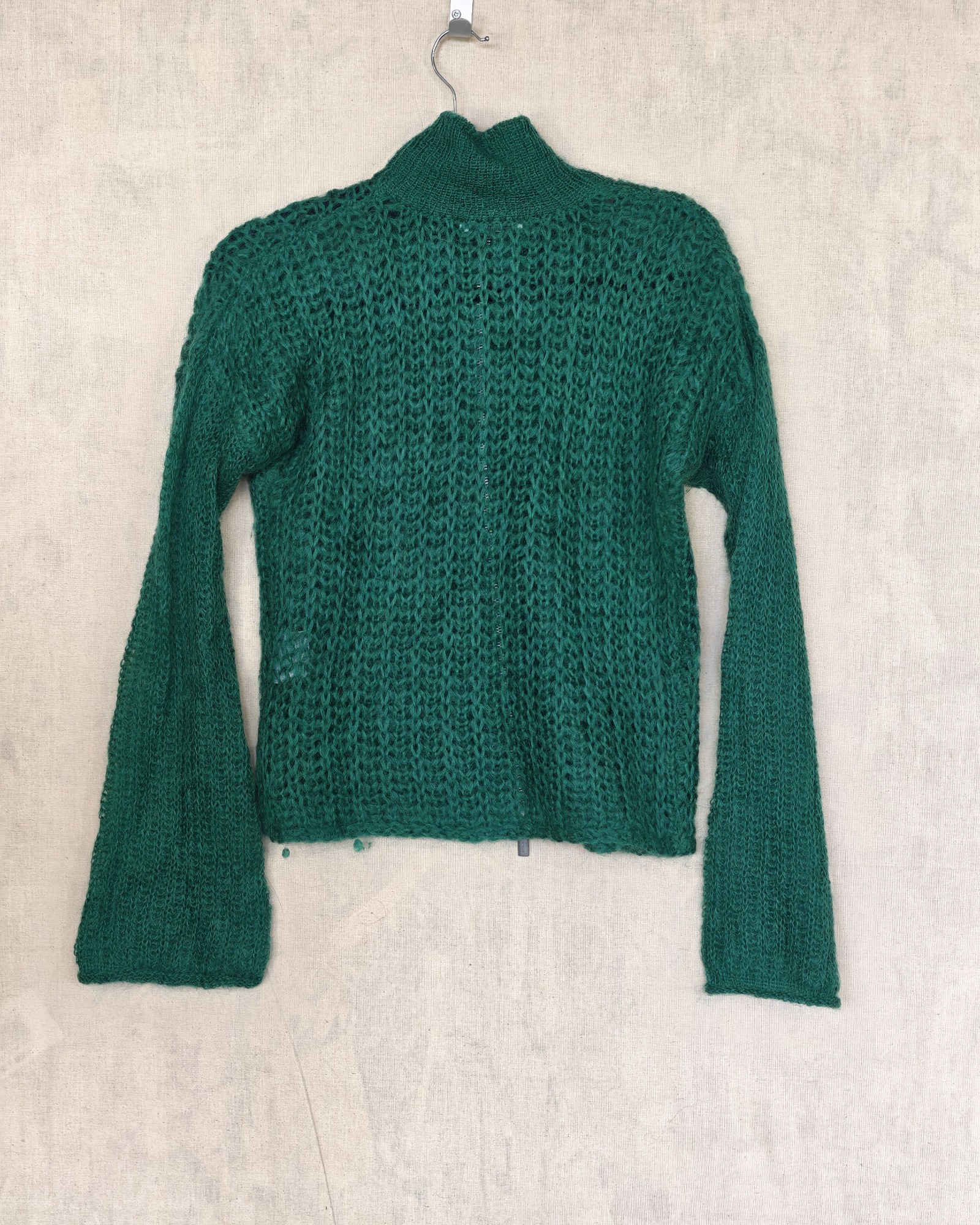 Sand White Green Mohair Zip Up Cardigan M image 2