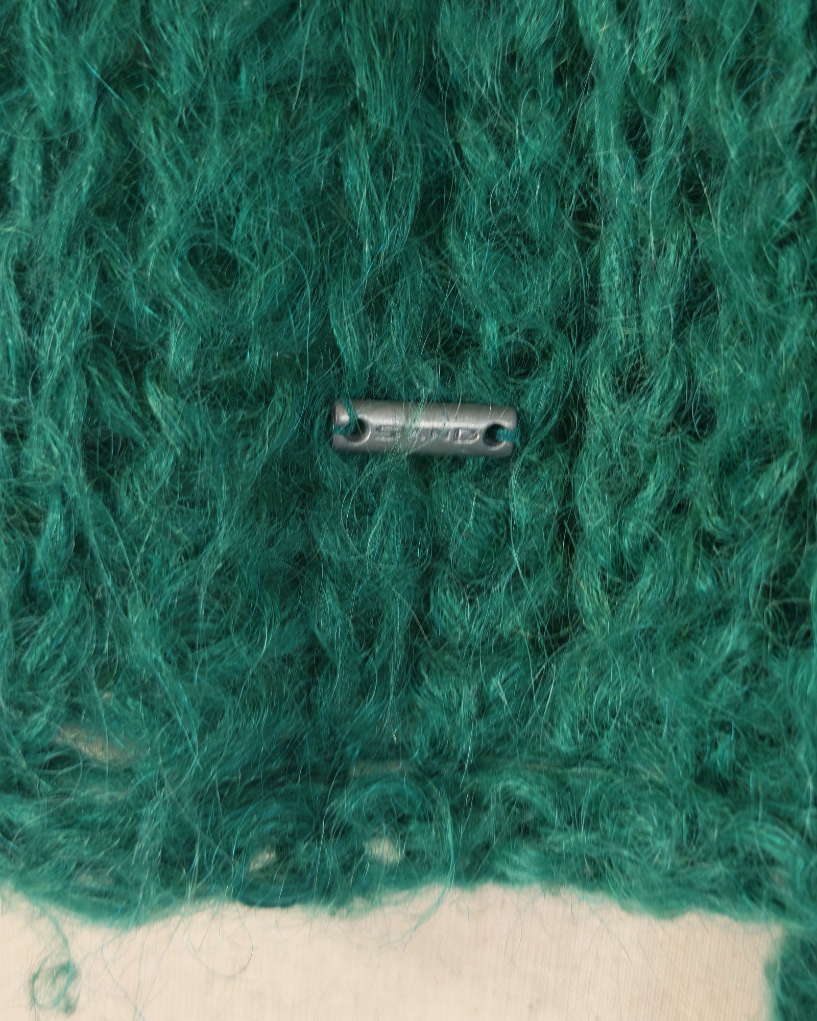 Sand White Green Mohair Zip Up Cardigan M image 4