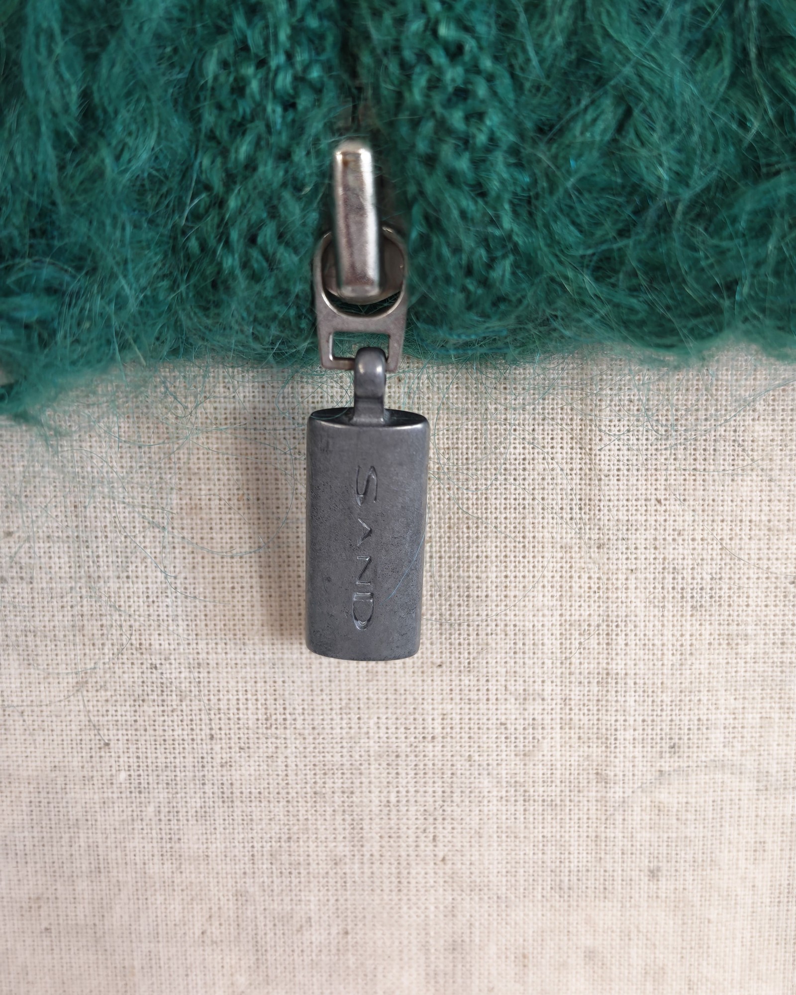 Sand White Green Mohair Zip Up Cardigan M image 5
