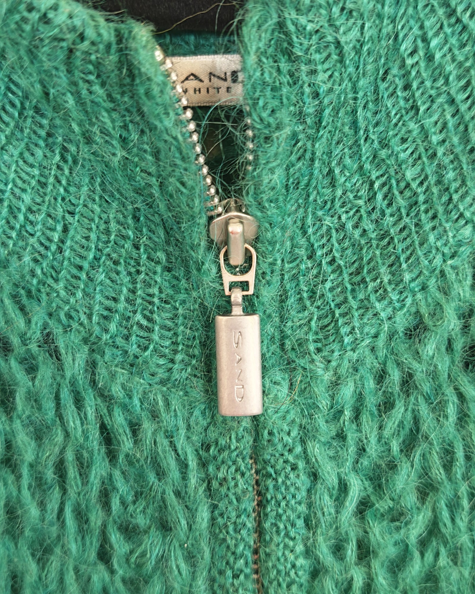 Sand White Green Mohair Zip Up Cardigan M image 6