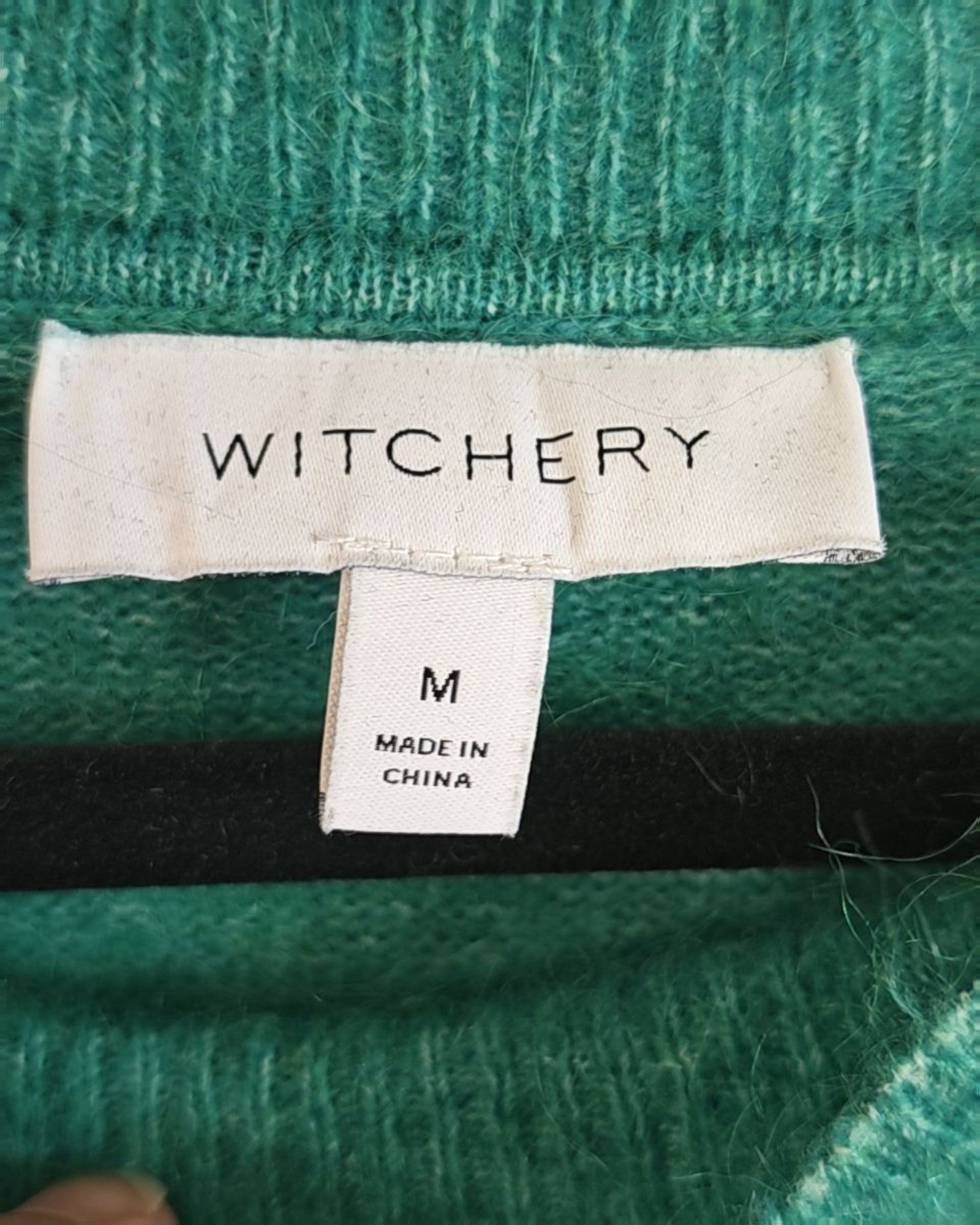 Witchery Green Wool/Mohair Blend Jumper Medium Soft Knit image 3
