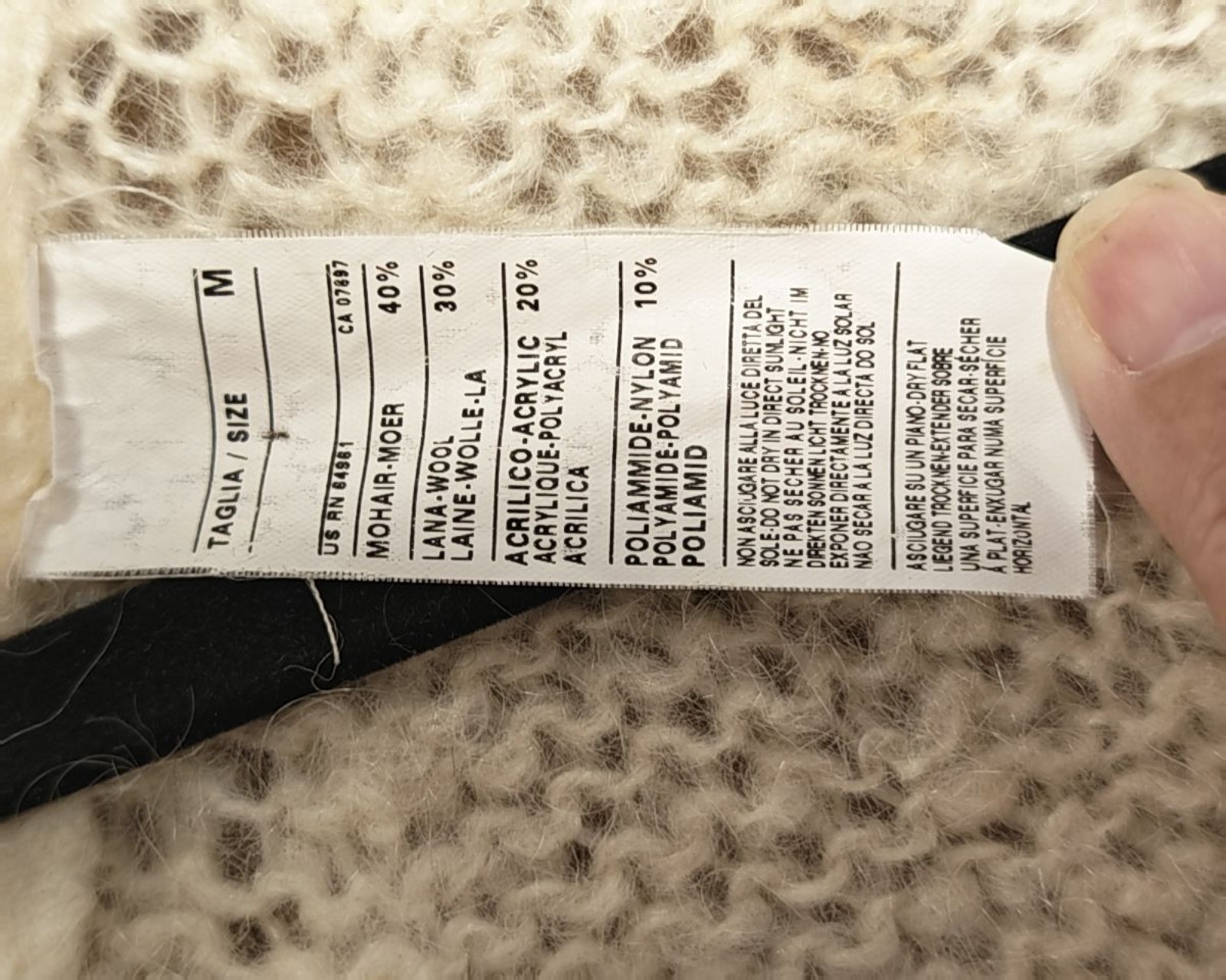 United Colors of Benetton Cream Mohair Blend Cardigan Medium image 4