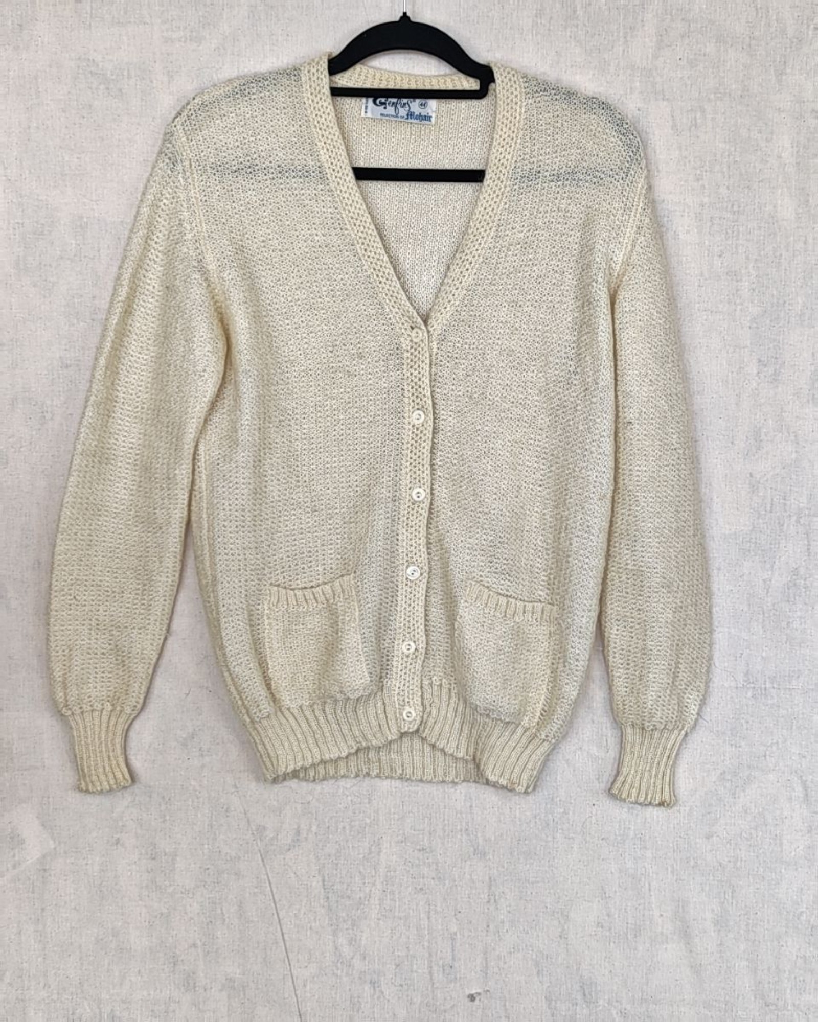 Genfins Cream Mohair Knit Cardigan 44
