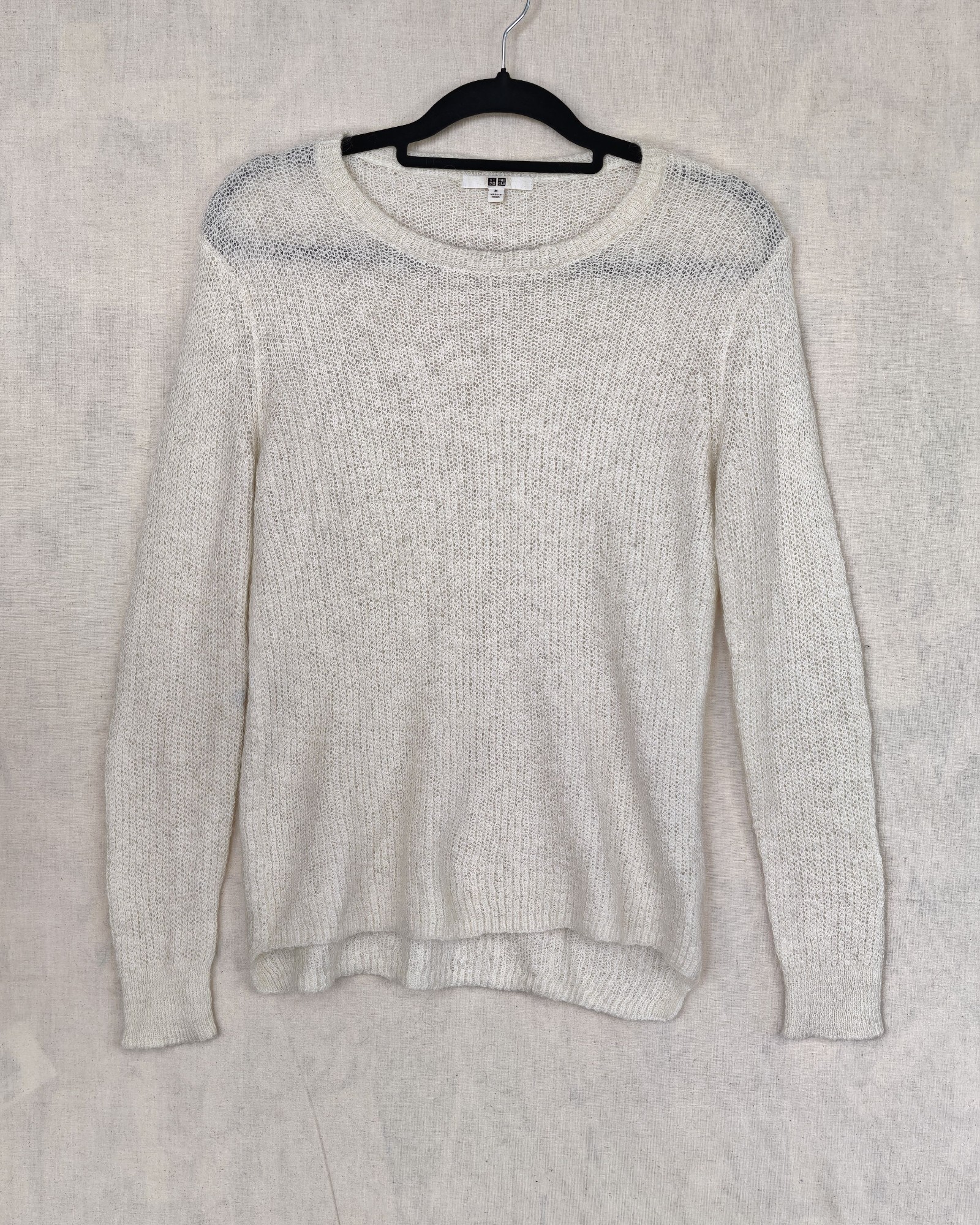 Uniqlo Cream Mohair Blend Sweater Medium Soft Knit