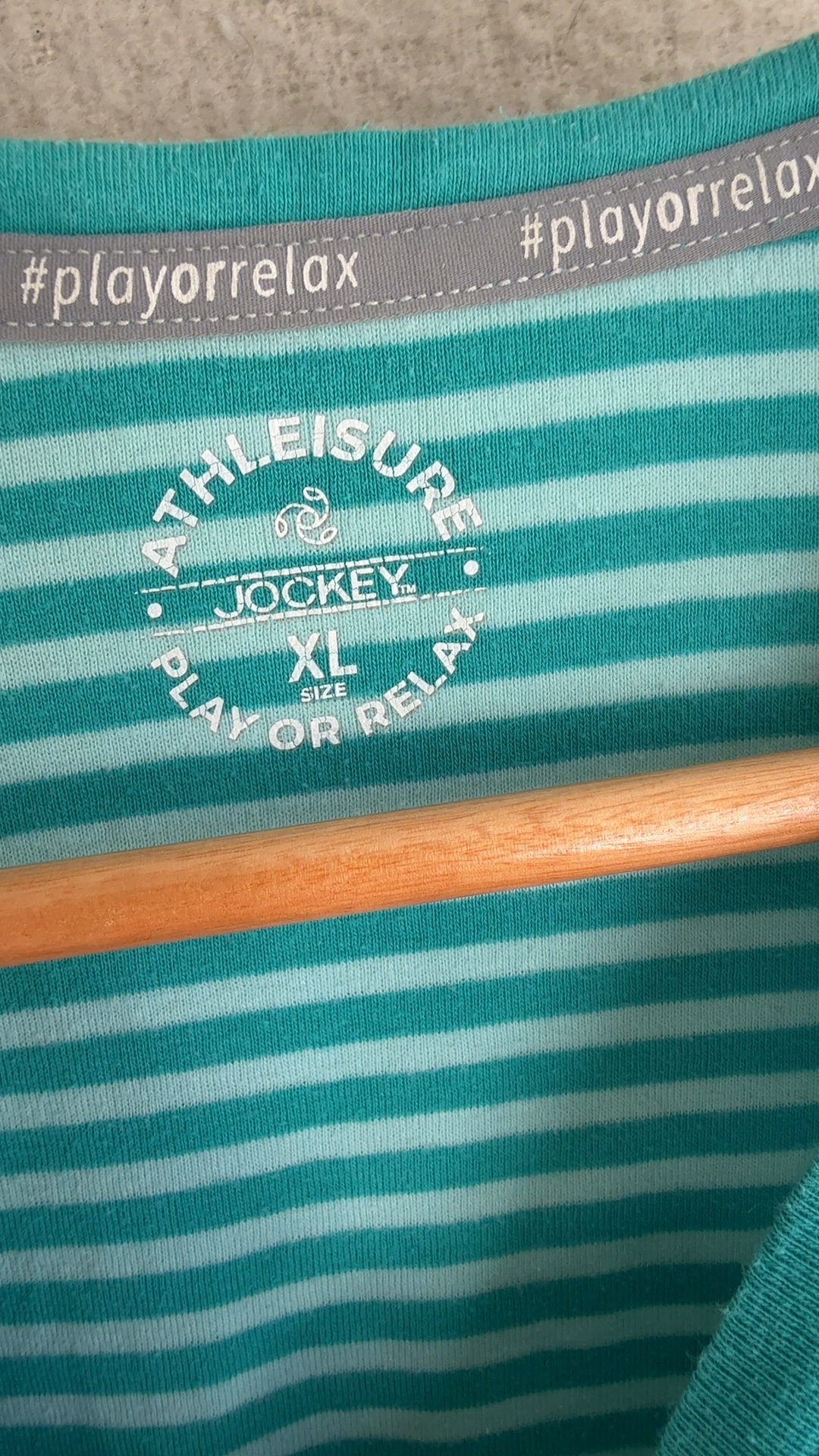 Jockey Turquoise & White Striped T-Shirt XL 105-110cm Comfortable Fit image 2