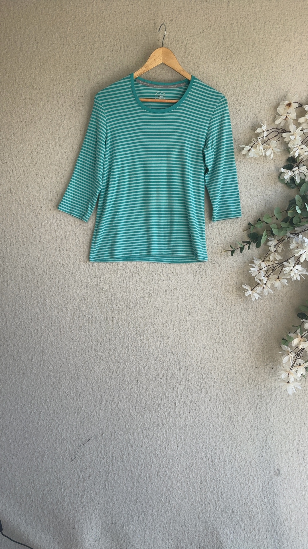 Jockey Turquoise & White Striped T-Shirt XL 105-110cm Comfortable Fit