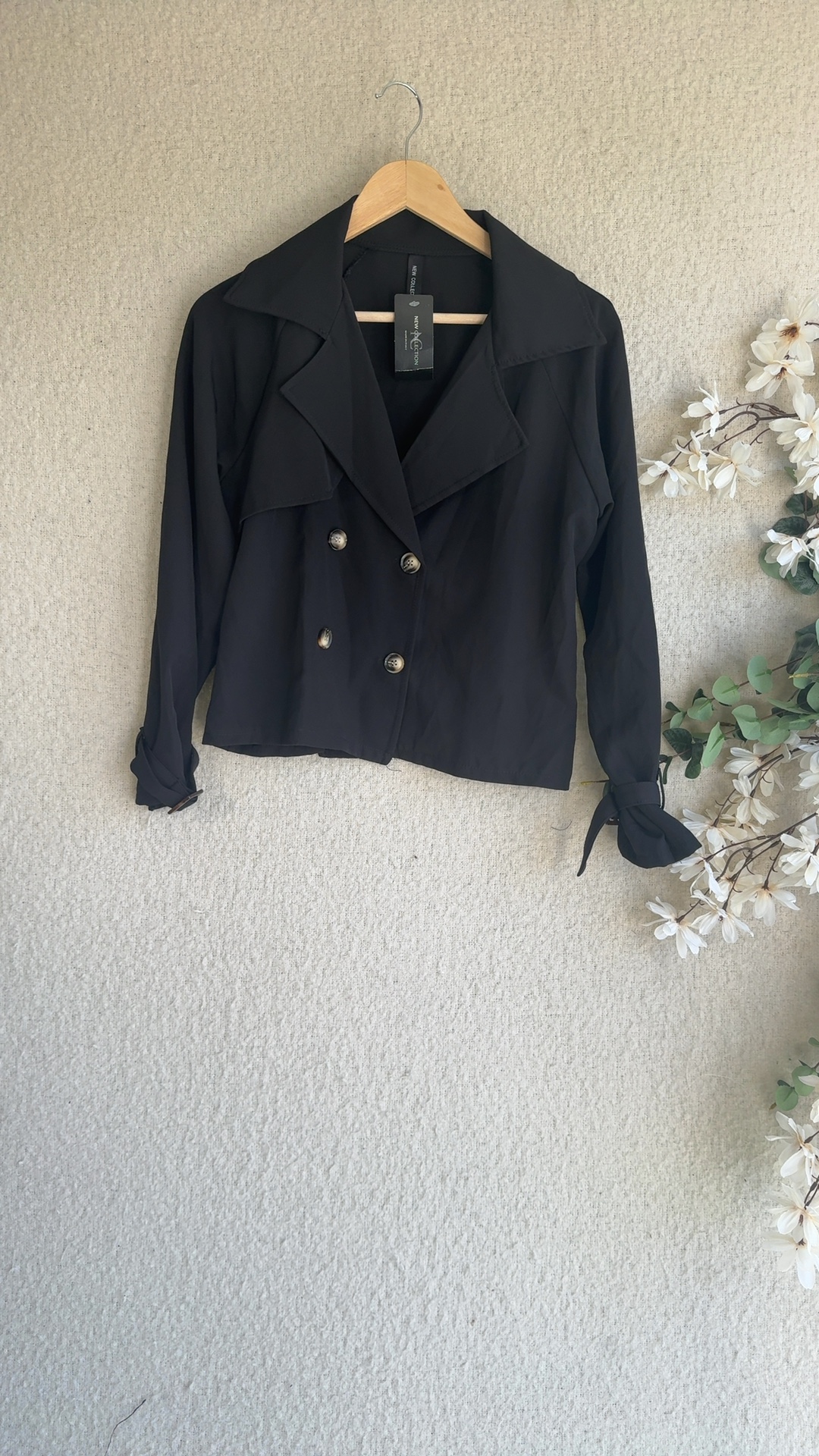 New Collection Black Double Breasted Blazer UK Medium Elegant Office Jacket