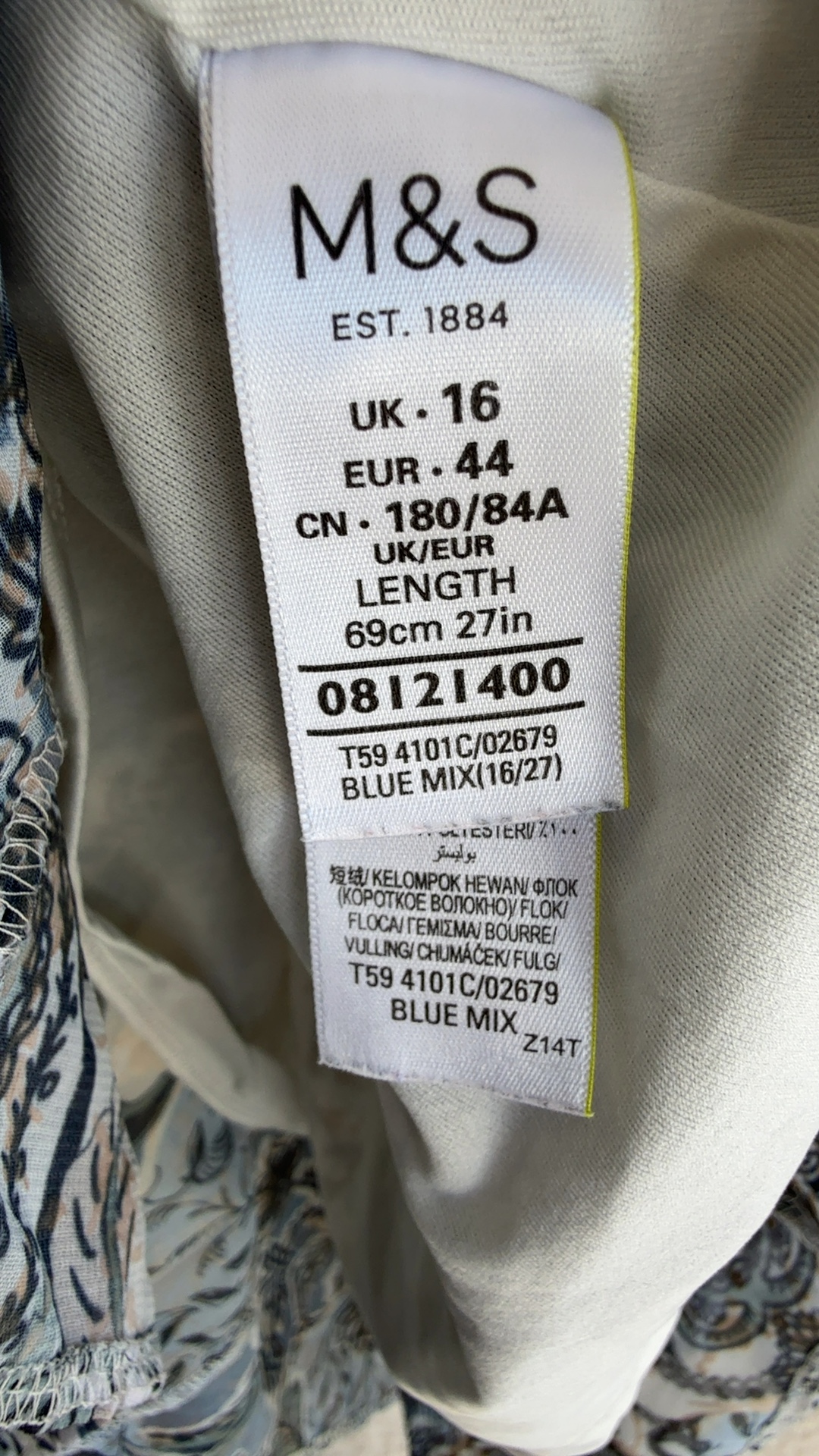 M&S Blue Mix Floral Patterned Skirt UK 16 Lightweight Lined image 3