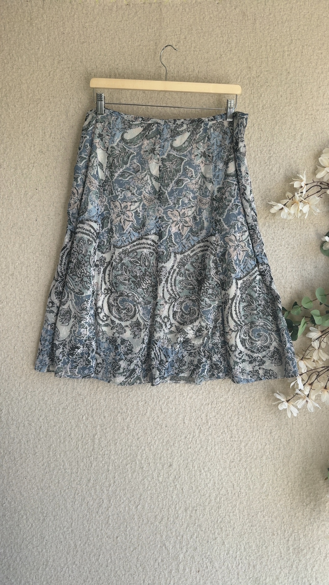M&S Blue Mix Floral Patterned Skirt UK 16 Lightweight Lined image 4
