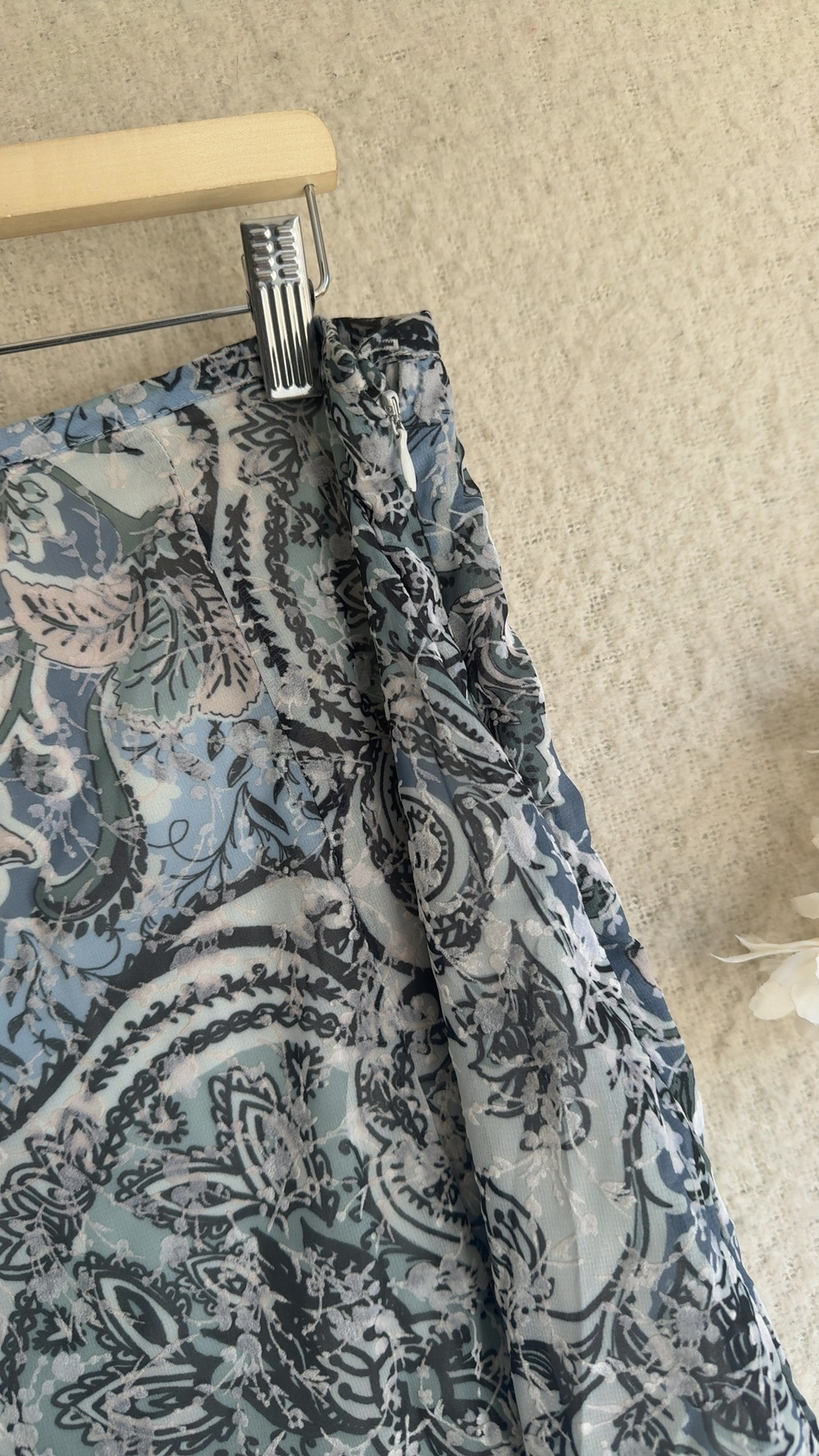 M&S Blue Mix Floral Patterned Skirt UK 16 Lightweight Lined image 2