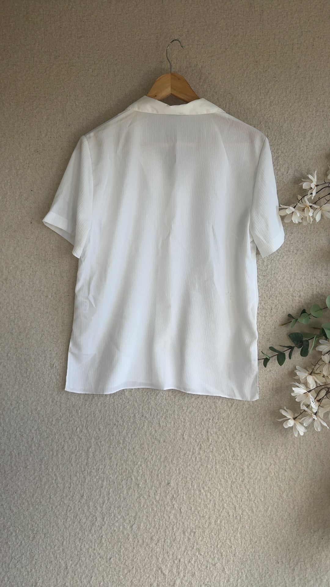 Chamade White Embroidered Blouse Size 14 100% Polyester Casual Summer Shirt image 6