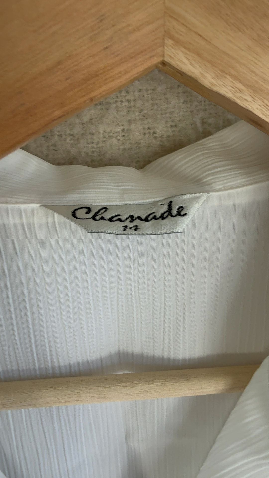 Chamade White Embroidered Blouse Size 14 100% Polyester Casual Summer Shirt image 3