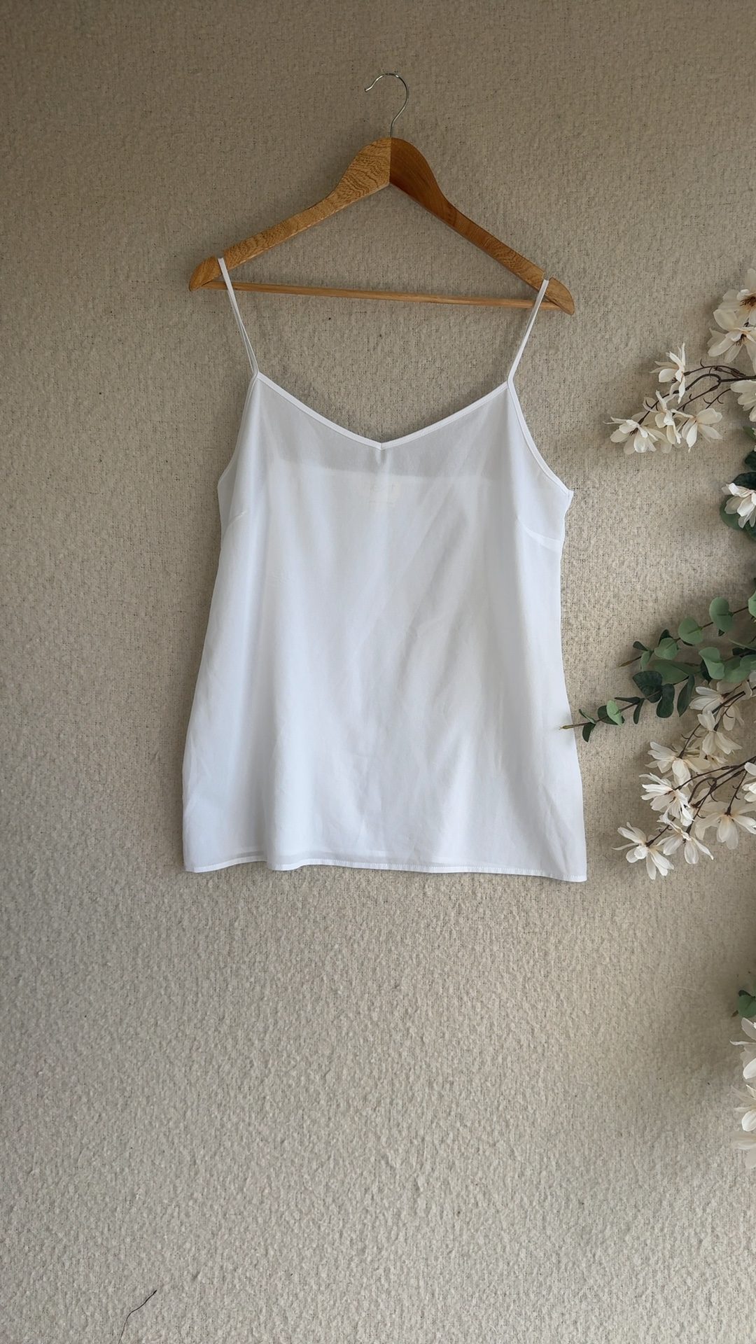 Next White Sheer Spaghetti Strap Cami Vest Top UK 16 Simple Elegant