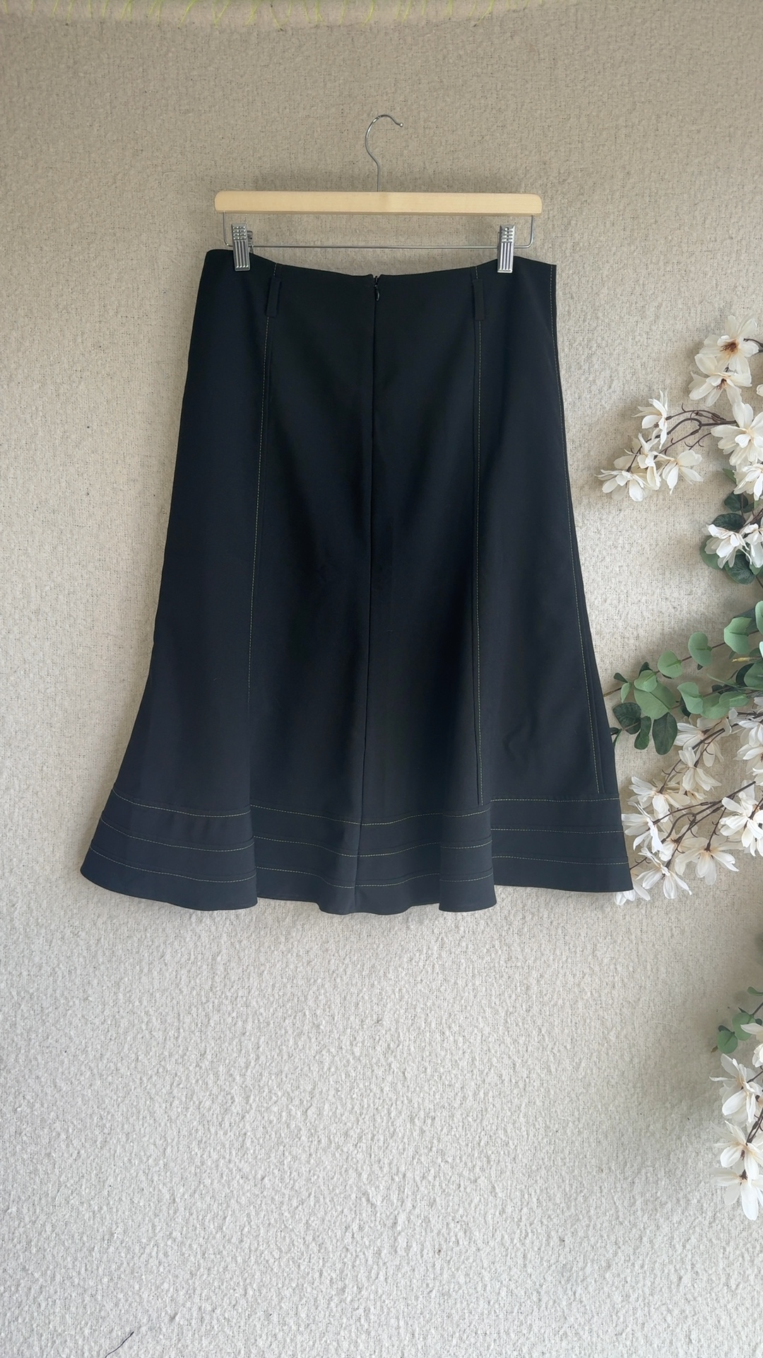 Bm Black A-Line Skirt UK 12 Flared Hem Stylish Classic image 4