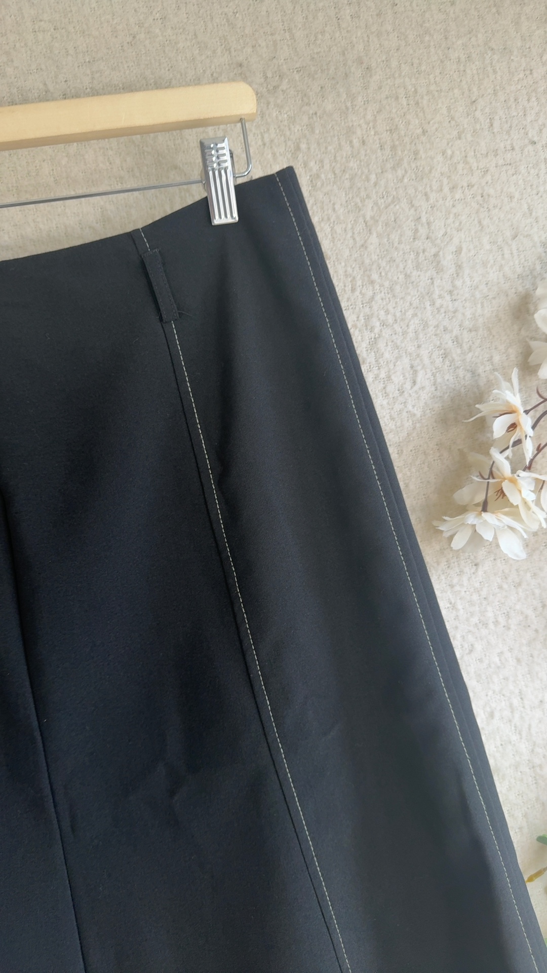 Bm Black A-Line Skirt UK 12 Flared Hem Stylish Classic image 3