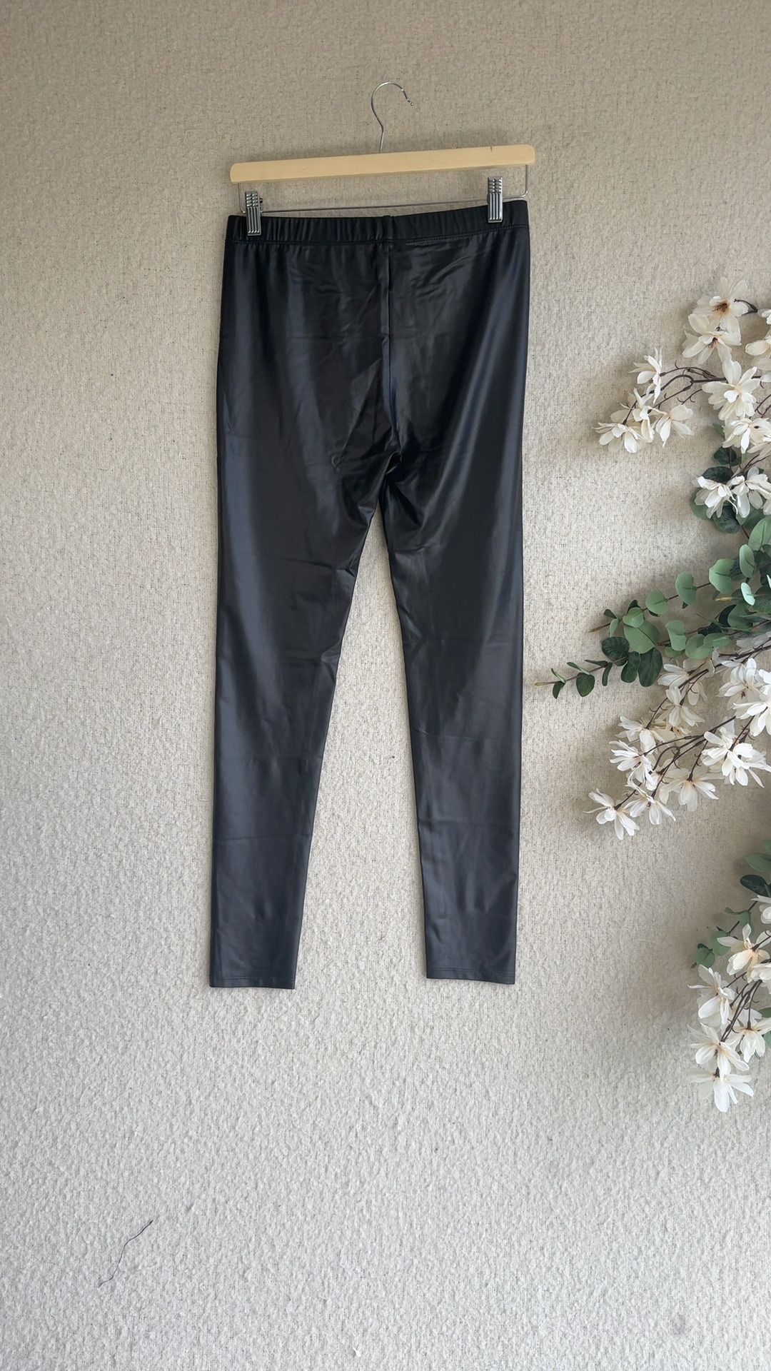 Atmosphere Black Faux Leather Leggings UK 12 Comfortable Stretchy Fit image 3
