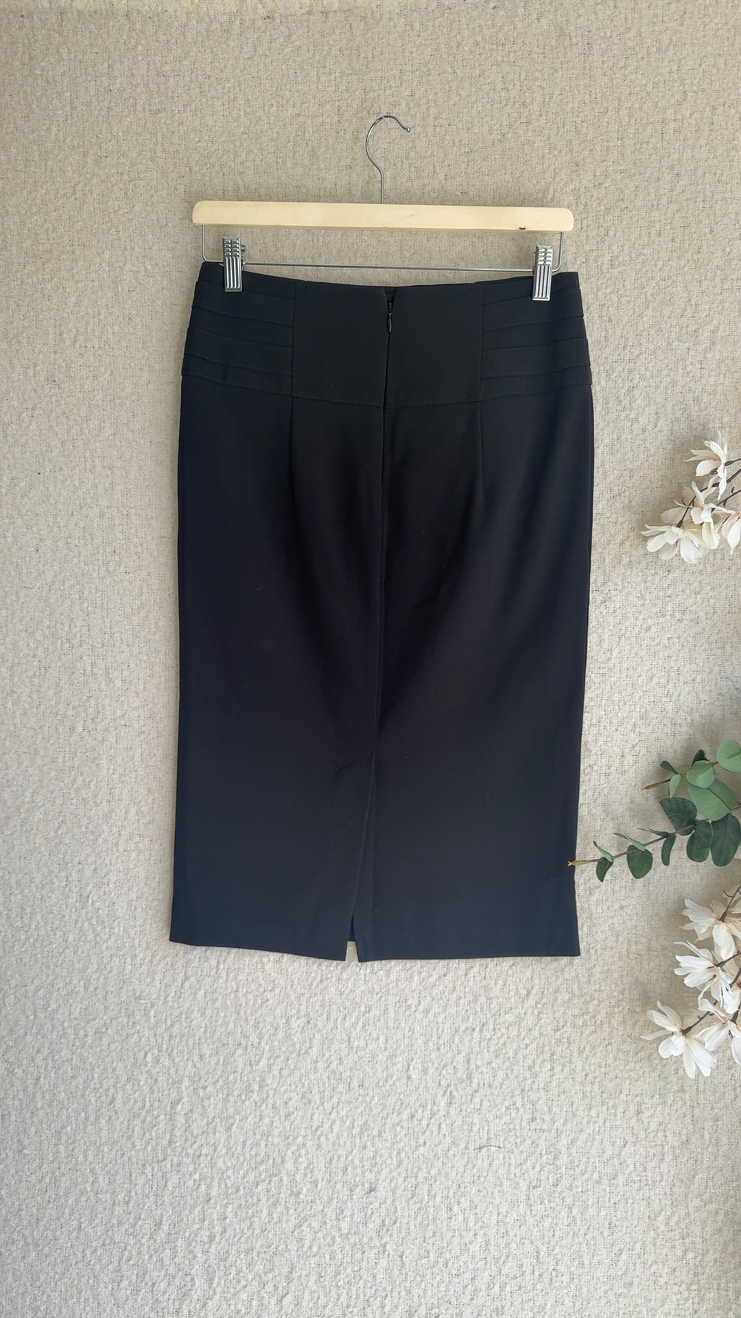 Papaya Black Pencil Skirt UK 8 High Waist Buttons Zip Formal Workwear image 5