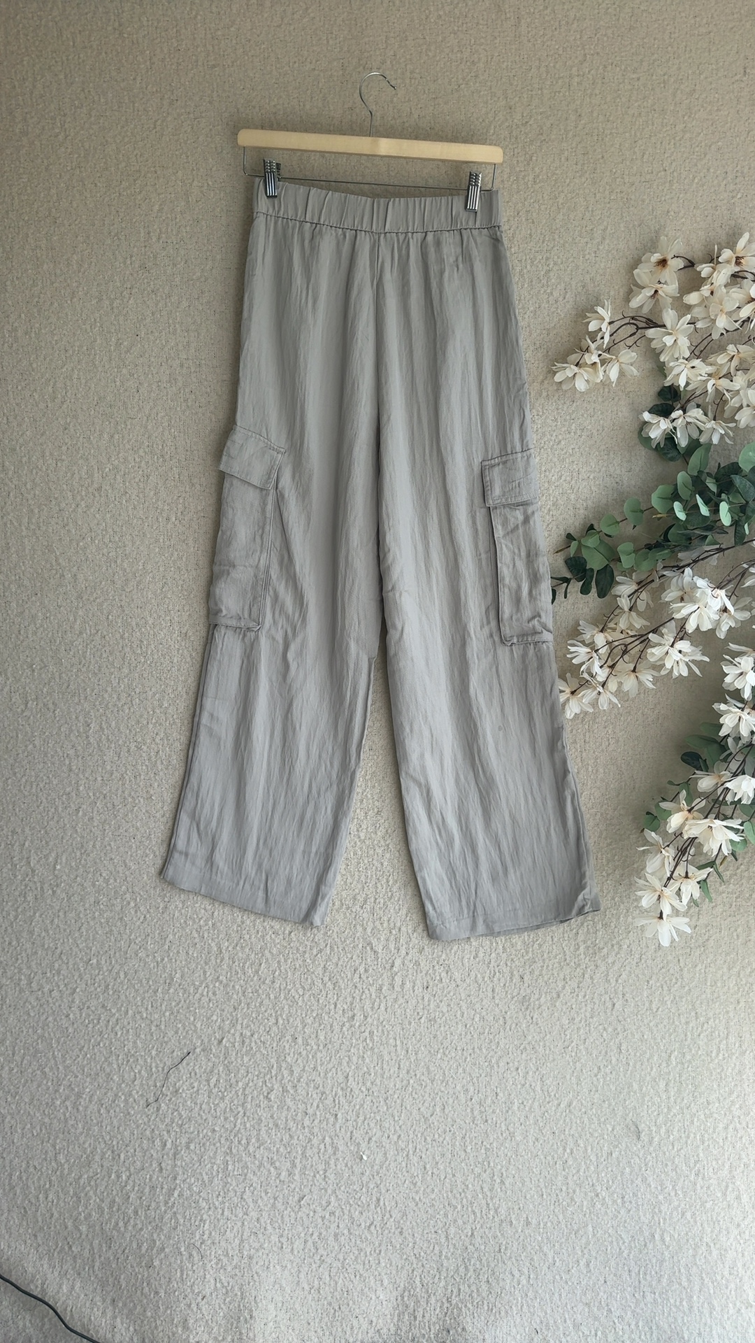 Zara Grey Wide Leg Cargo Trousers UK 8 Stylish Comfortable Trendy image 4