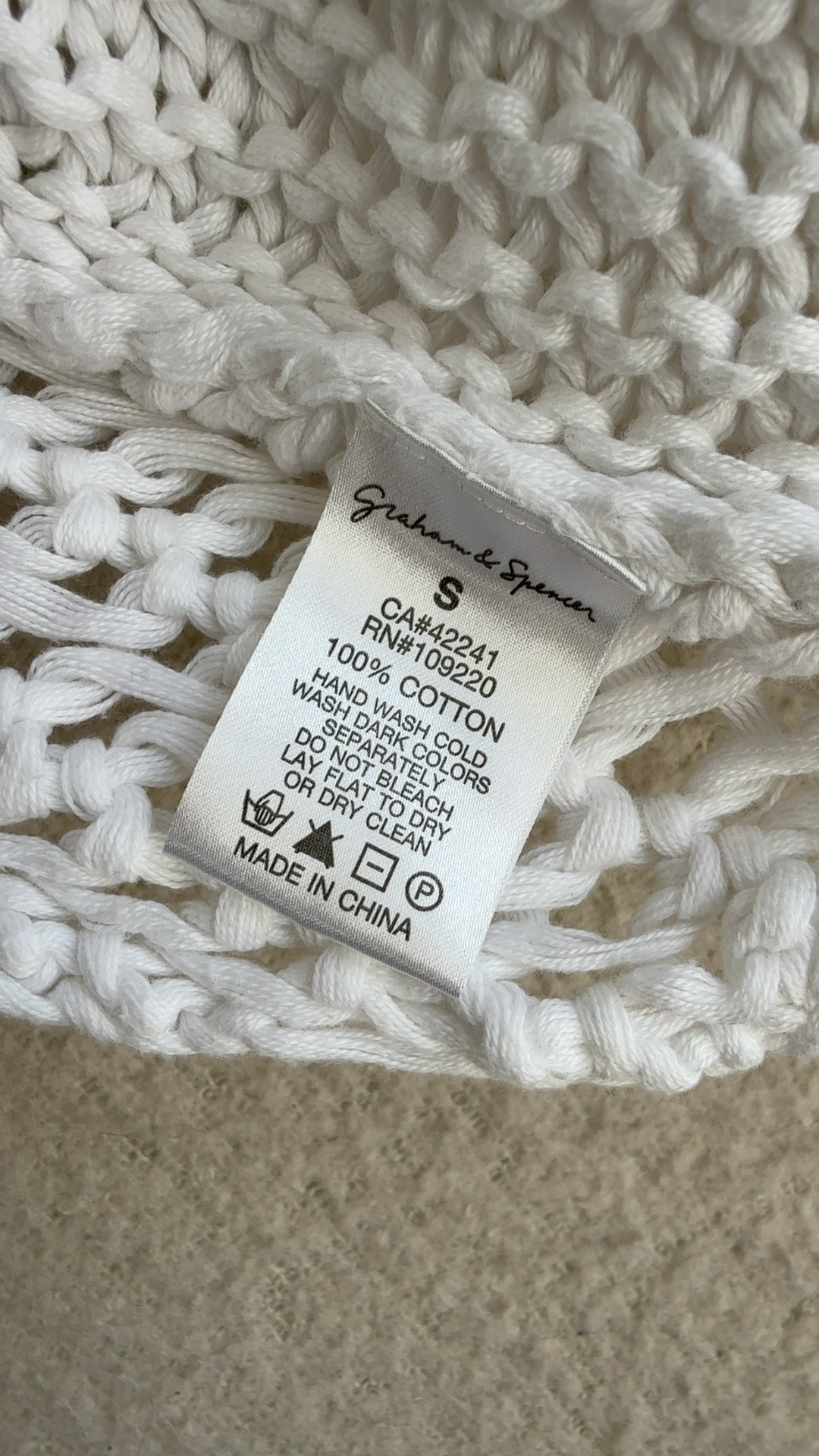 Graham & Spencer White Open Knit Cotton Sleeveless Cardigan Small Chic Summer Vest image 5