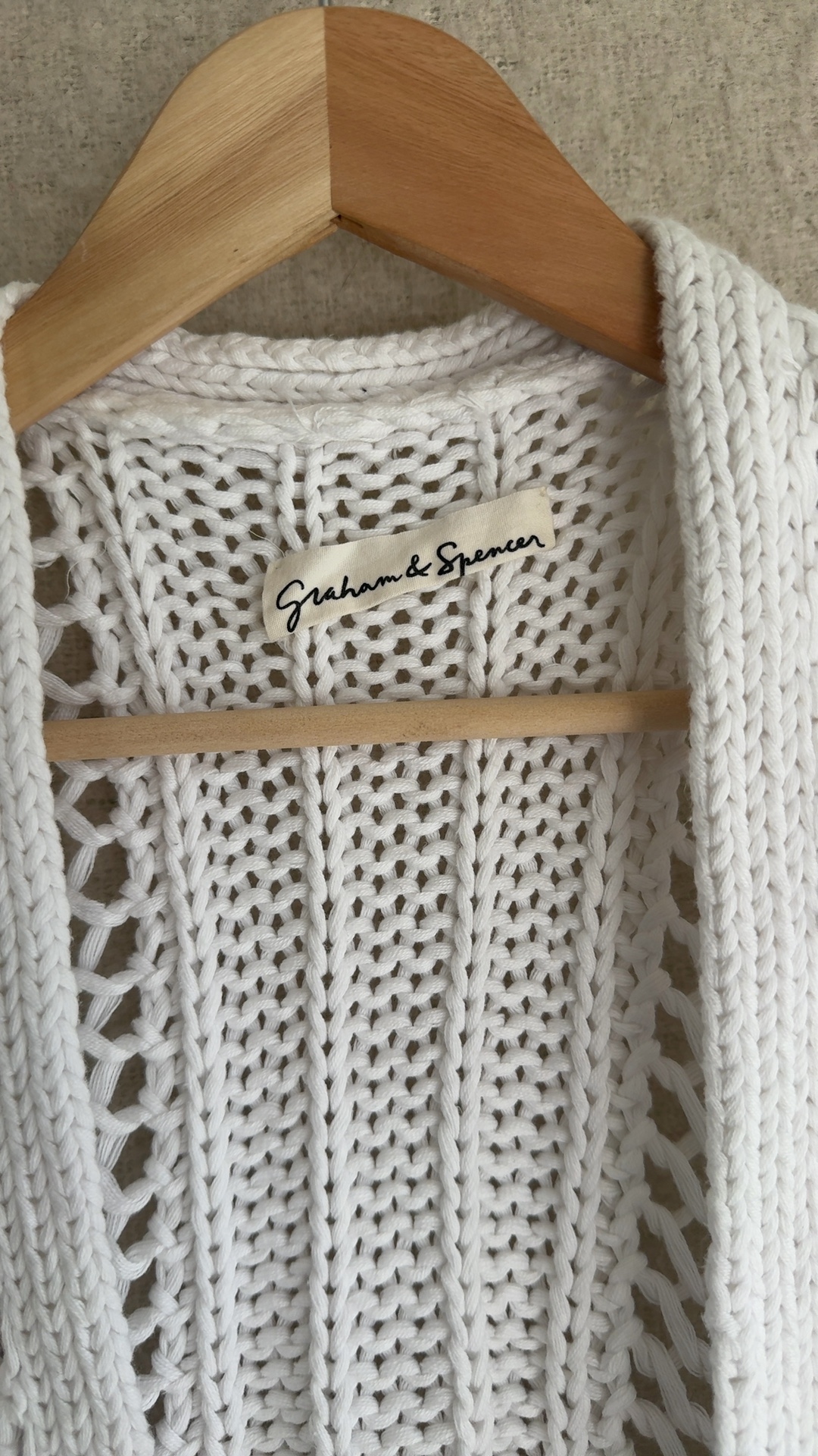 Graham & Spencer White Open Knit Cotton Sleeveless Cardigan Small Chic Summer Vest image 2