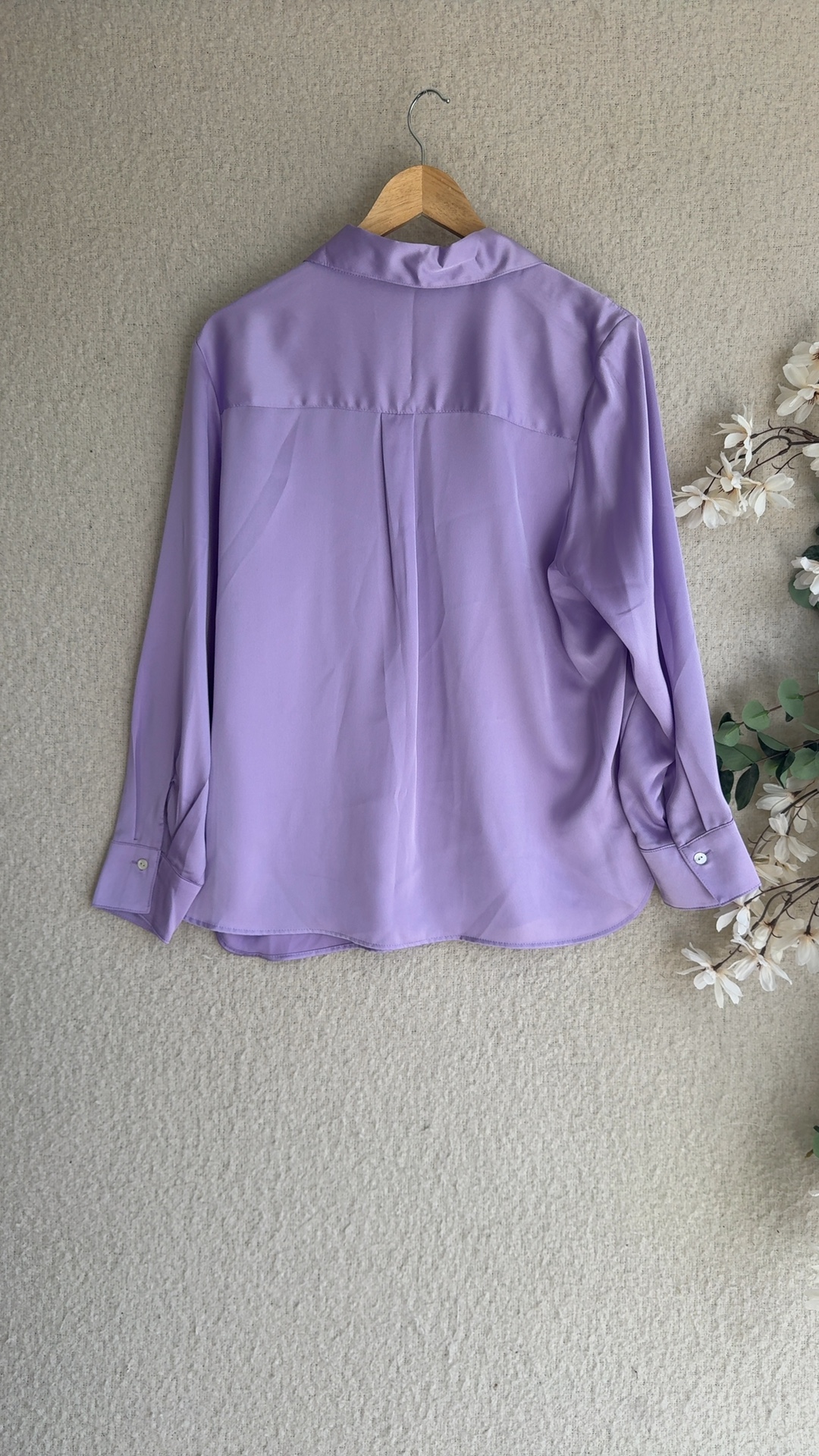 M&S Dusted Lilac Long Sleeve Shirt UK 16 Lightweight Polyester Blouse image 4