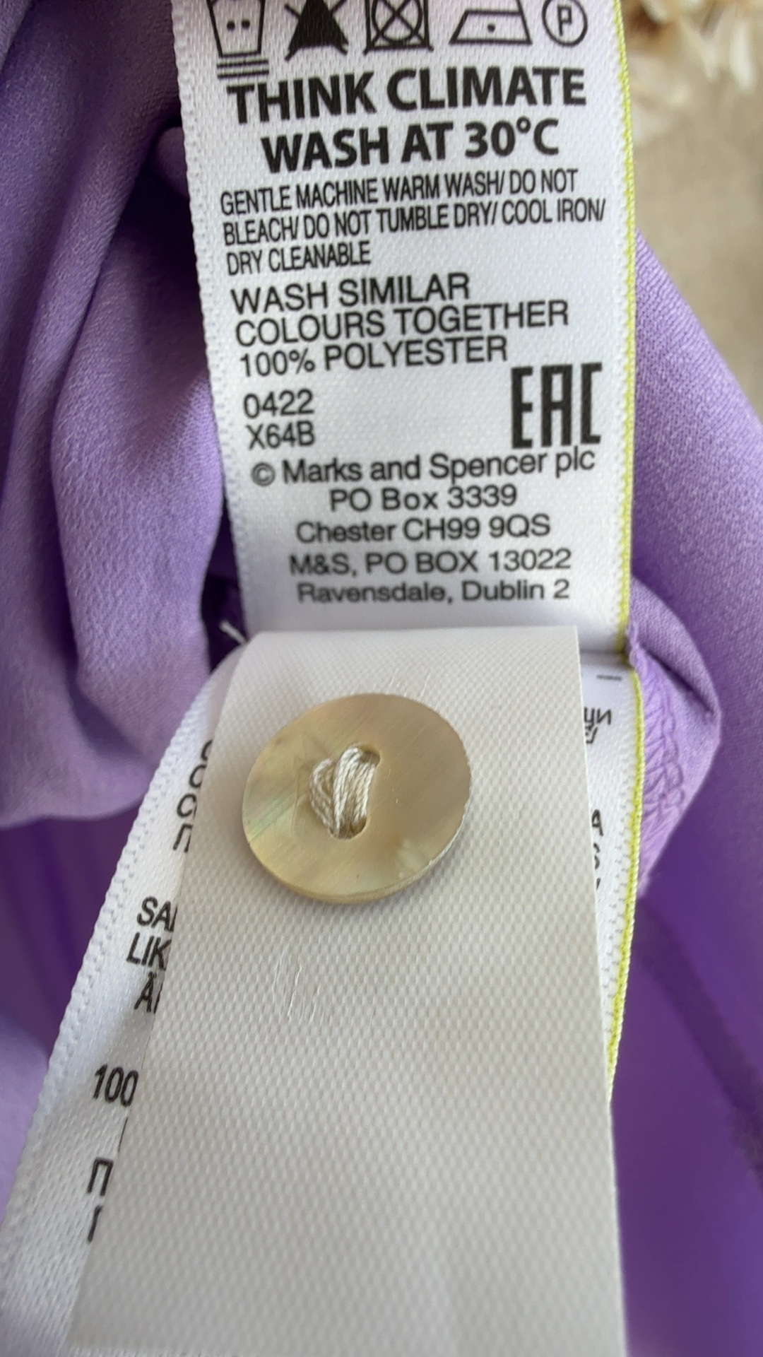 M&S Dusted Lilac Long Sleeve Shirt UK 16 Lightweight Polyester Blouse image 6
