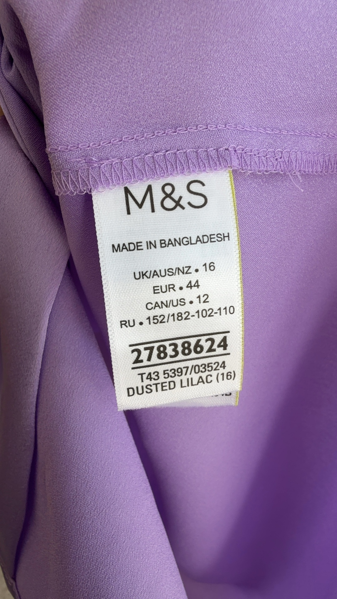 M&S Dusted Lilac Long Sleeve Shirt UK 16 Lightweight Polyester Blouse image 7